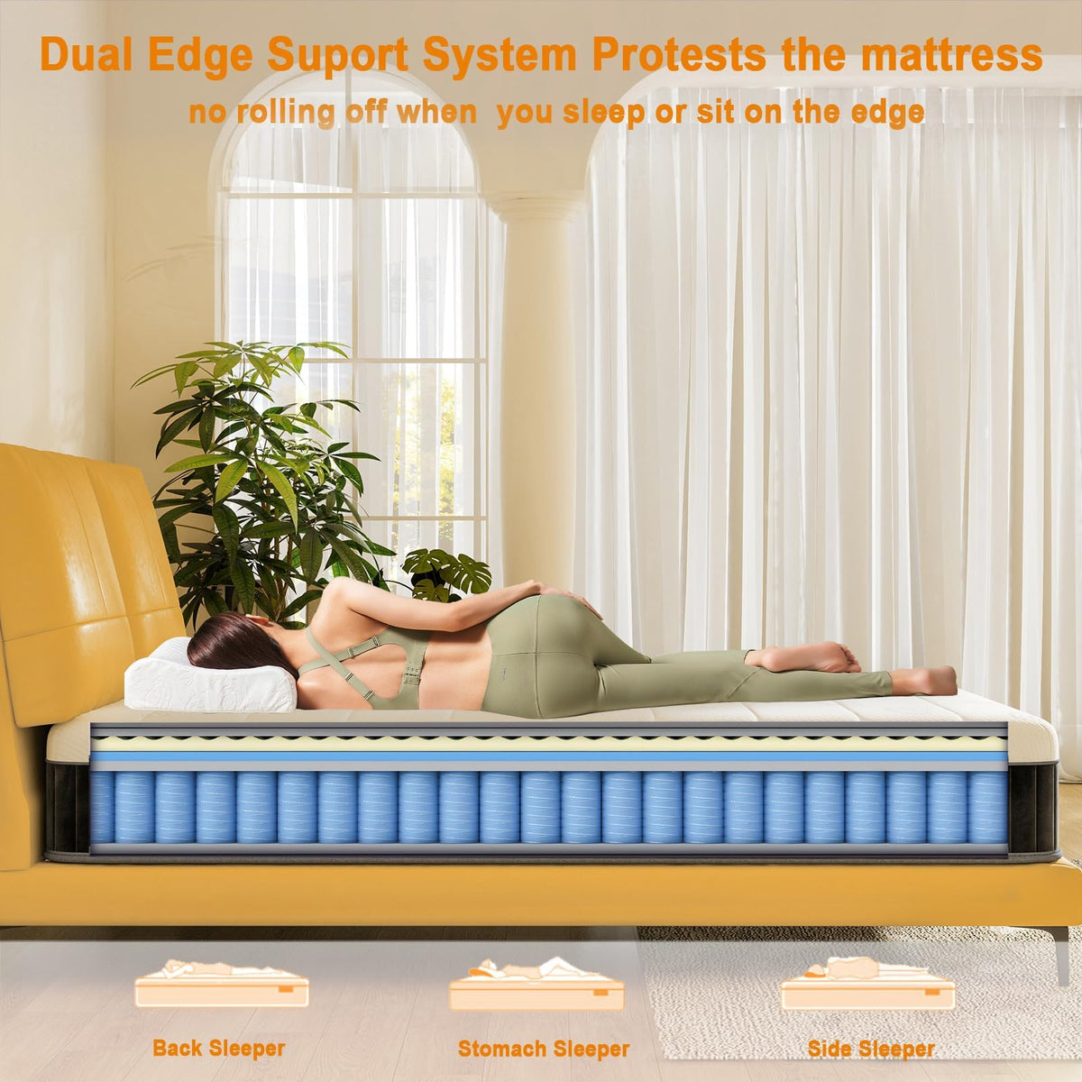MOLPHIT 10-Inch Single Mattress The Innerspring Hybrid Memory Foam Bed in a Box for Ultimate Support and Pressure ReliefSingle Size Mattress(190 *
