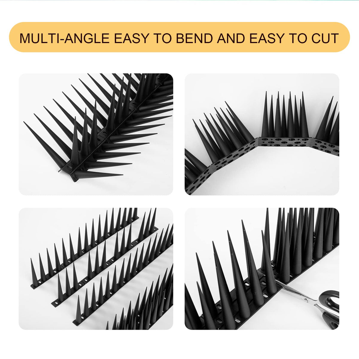 OFFO Bird Spikes High for Anti Pigeons Spikes to Keep Bird or Animals Away, Fence Spikes of Bird Deterrent Covers 12m, Height 10cm,Black