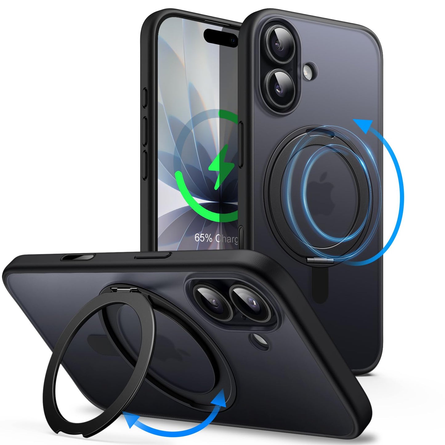 JETech 360 Degree Rotatable Ring Case for iPhone 17 6.3-Inch with Camera Control Button, Compatible with MagSafe, Slim Shockproof Phone Cover with