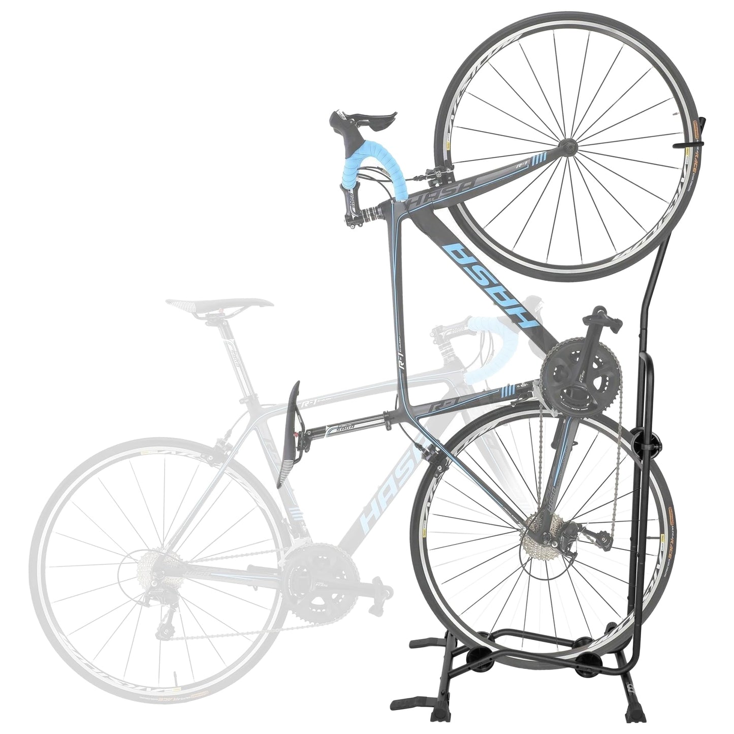CyclingDeal Upright Bike Stand - Premium Quality Vertical & Horizontal Adjustable Bicycle Floor Parking Rack - Safe & Secure for Storing MTB Road