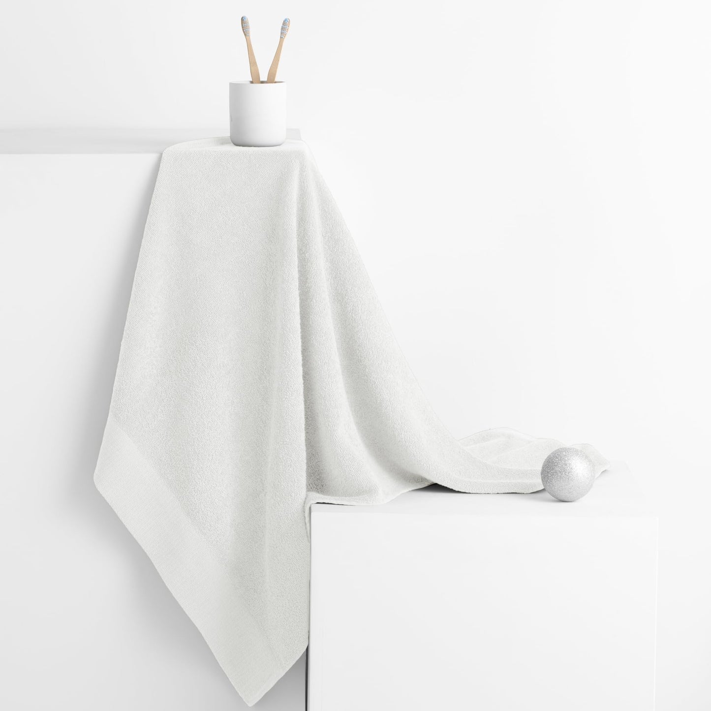 AmeliaHome Set 10pcs 4 Guest Towels 30x50 cm, 4 Towels 50x100 cm and 2 Bath Towels 70x140 cm 100% Cotton Absorbent White Amari