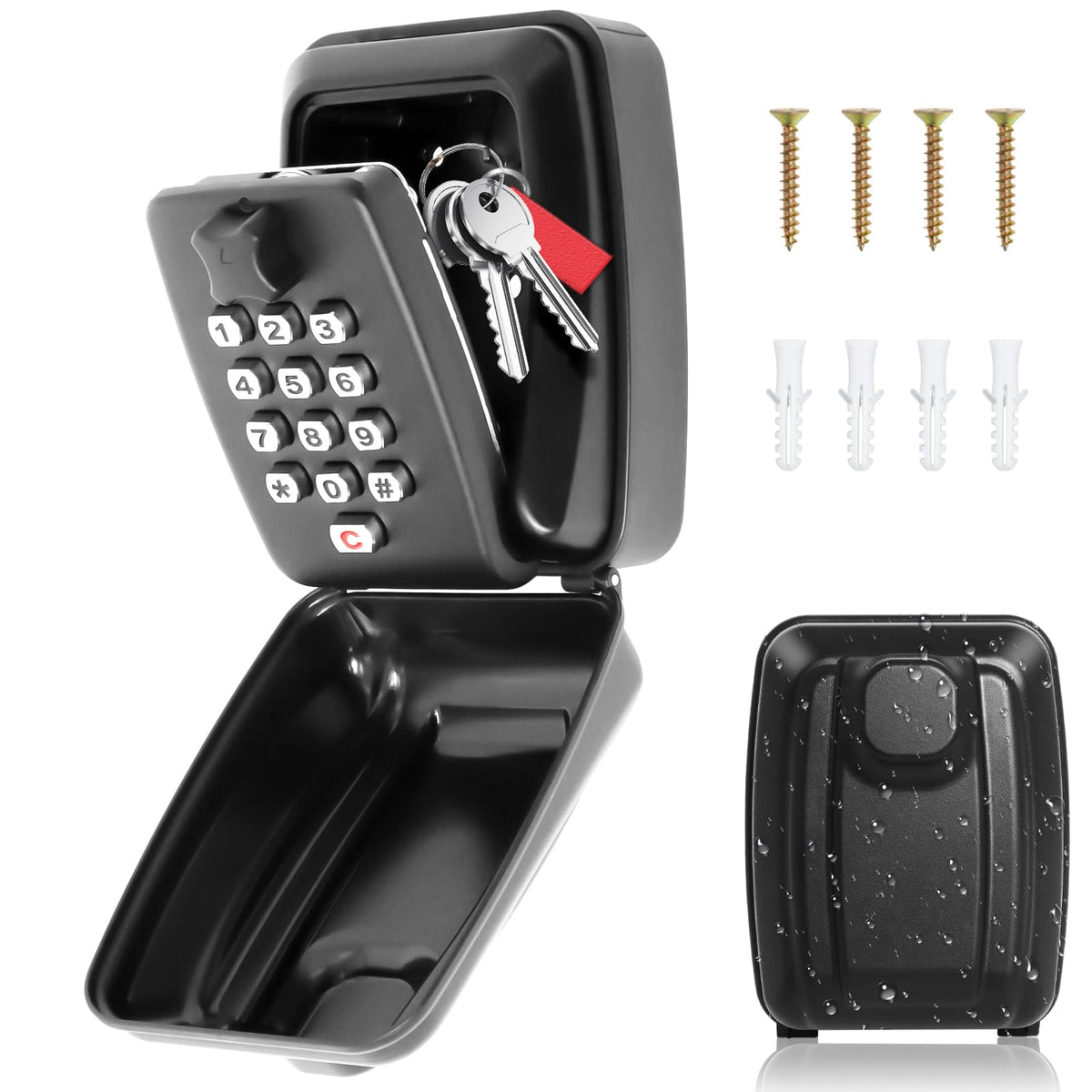 Gekufa Key Safe Outdoor Police Approved and Preferred, Key Lock Box Wall Mounted Outside with Code, 12-Digit Combination Keysafe Lockbox for Home