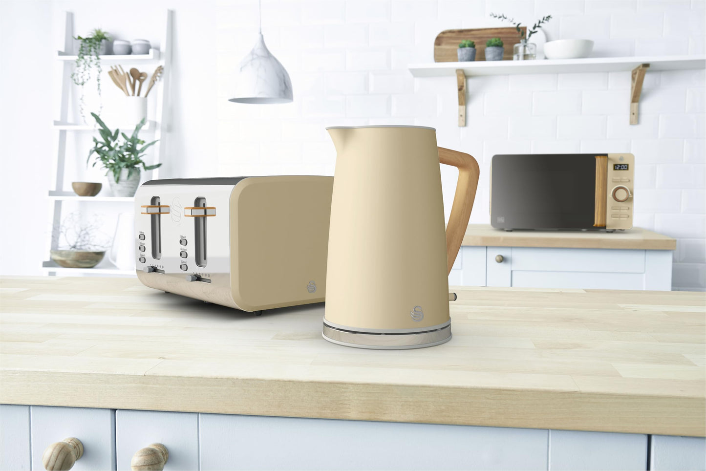 Swan ST14620OAT Nordic 4 Slice Toaster with 6 Browning Levels, Defrost/Reheat/Cancel, Removable Crumb Trays, Cord Storage, 1500W, Oatmeal