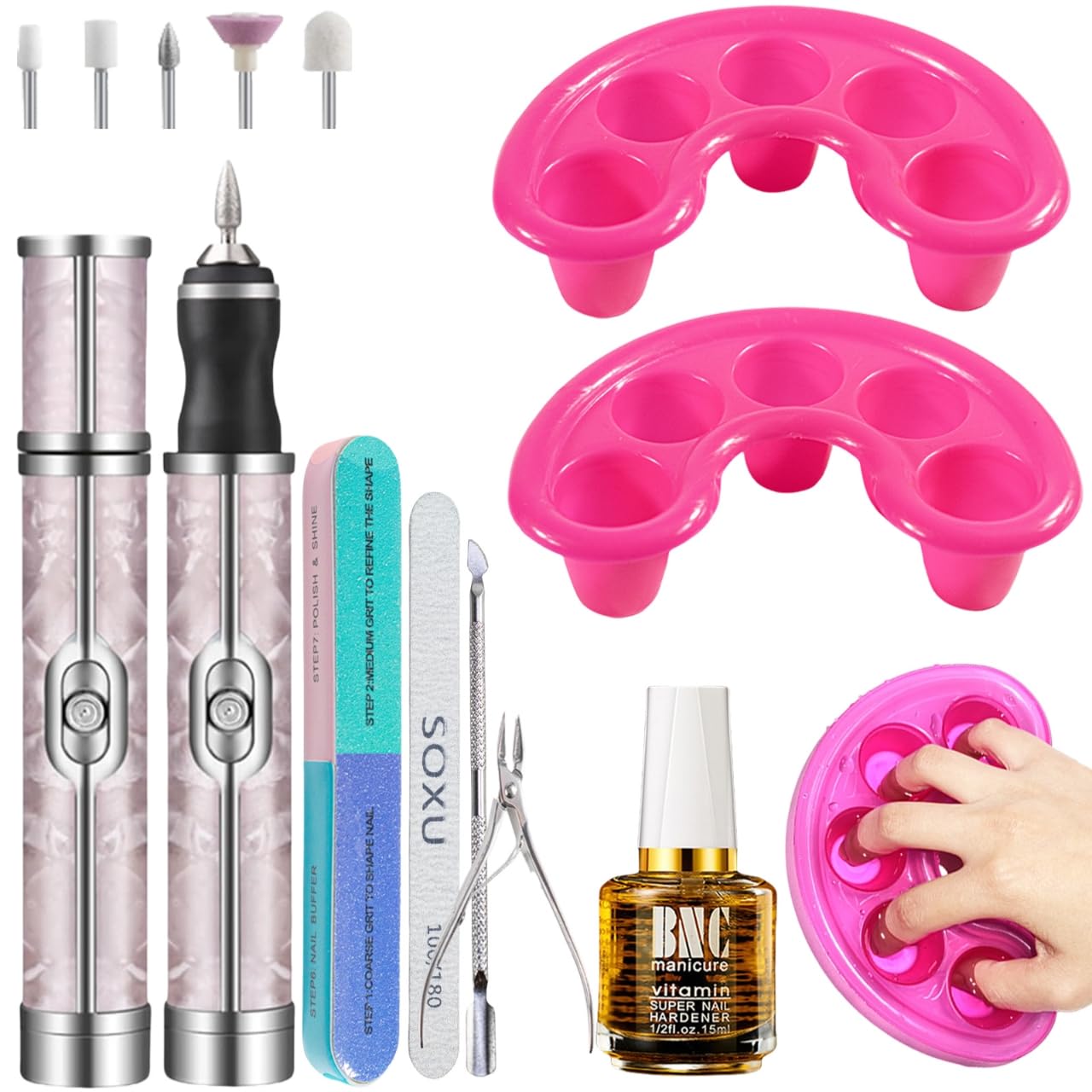 CENBEII Acrylic Nail Remover: 2PCS Nail Soak Off Bowl and Electric Nail File Nail Kit - Nail Drill and Nail Accessories Quickly Remove Acrylic Nail