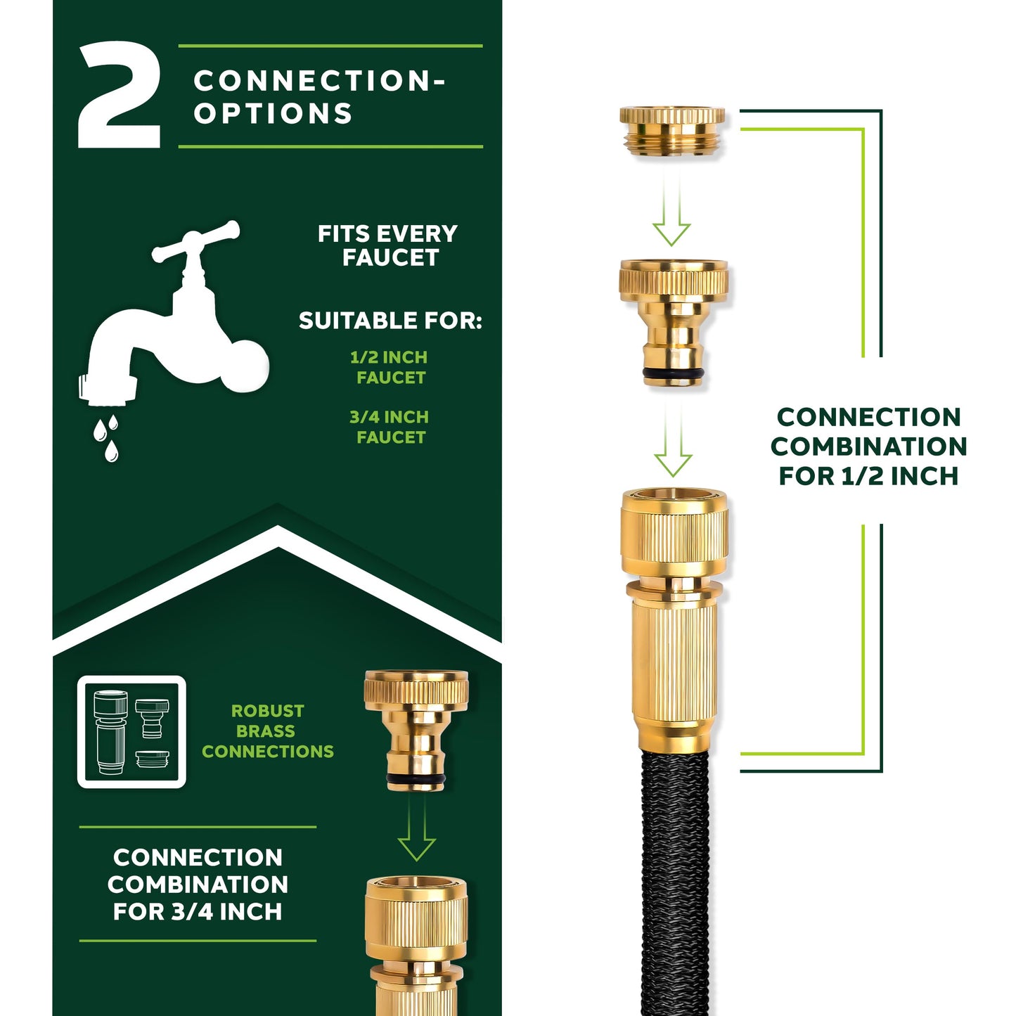 TRESKO Expandable Garden Water Hose Pipe- 8-Pattern Spray Gun Anti-Leakage with Brass Fittings, Triple Latex Core & Hose Hook/Hanger, Magic-Hose Pipes