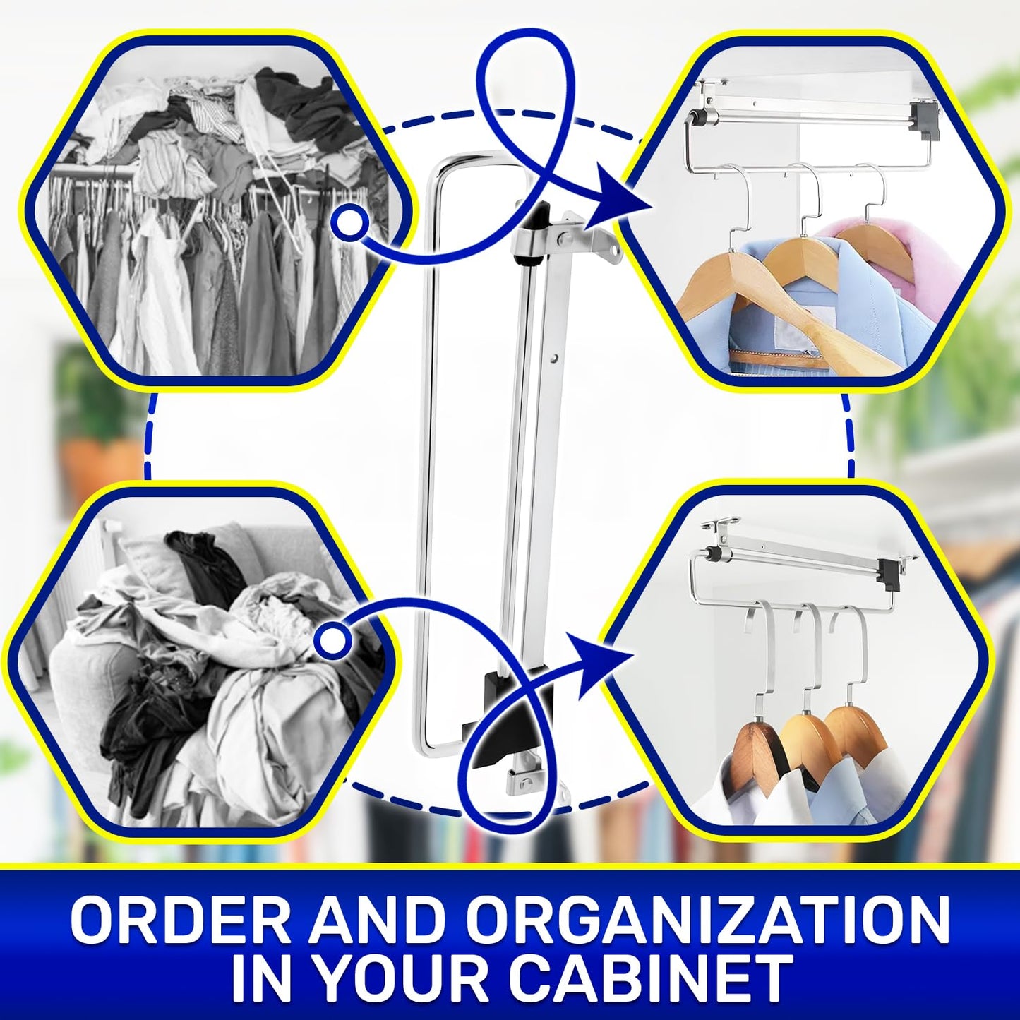 Pull Out Clothes Rail for Wardrobe 250 mm Made of Steel