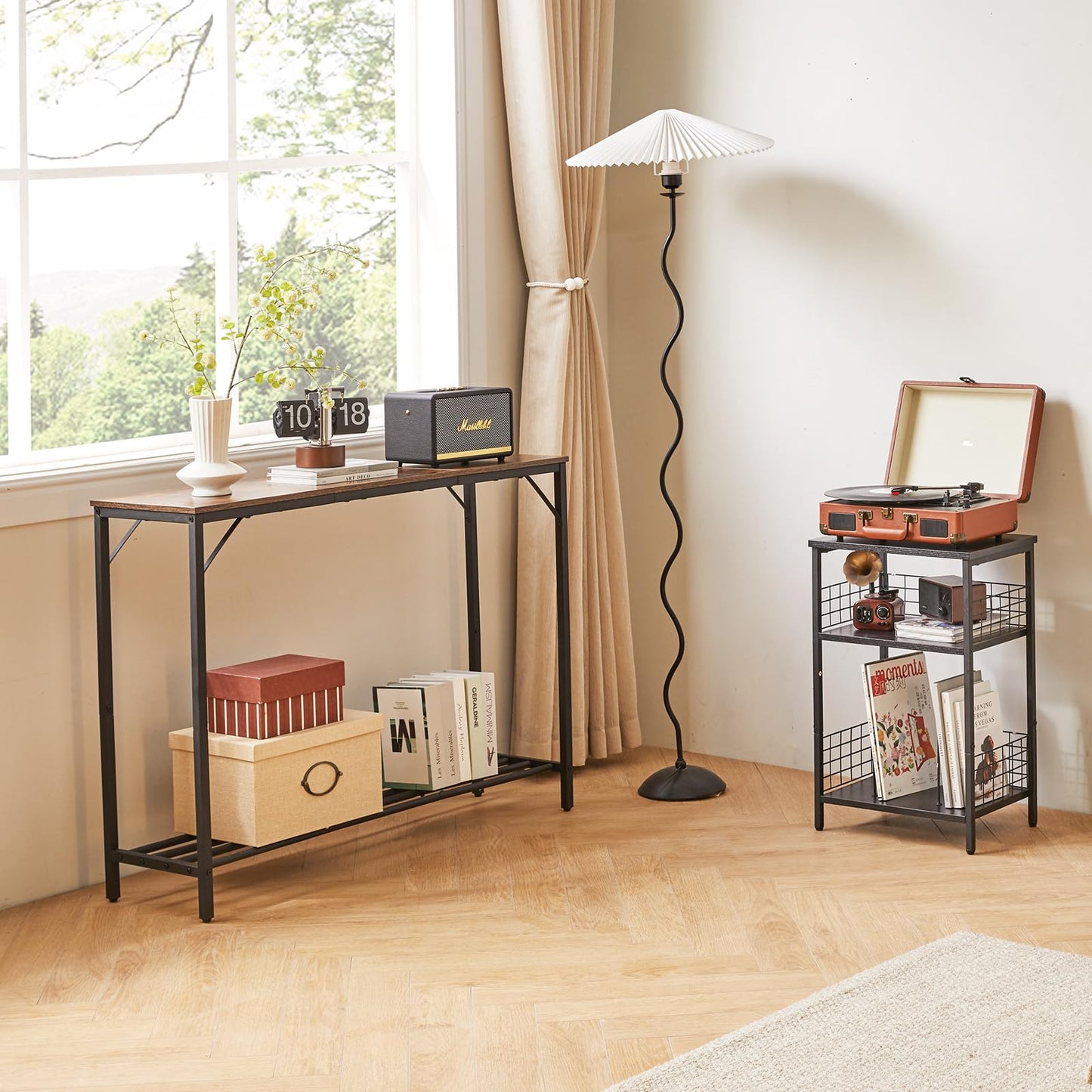 YMYNY Console Table, Slim Console Table for Hallway, Metal Frame, Compact Display Table, Sofa Table for Small Spaces, Entryway, Living Room, Sturdy,