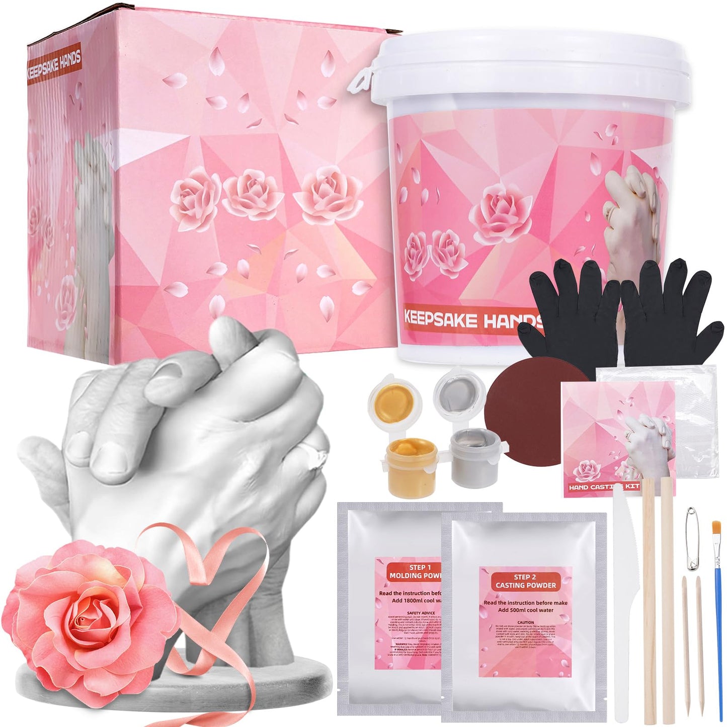 Hands Casting Kit, Holding Hand Mold Kit for Adults & Kids, Romantic Anniversary Wedding Birthday Valentine's Day Gifts for Her or Him, Personalised