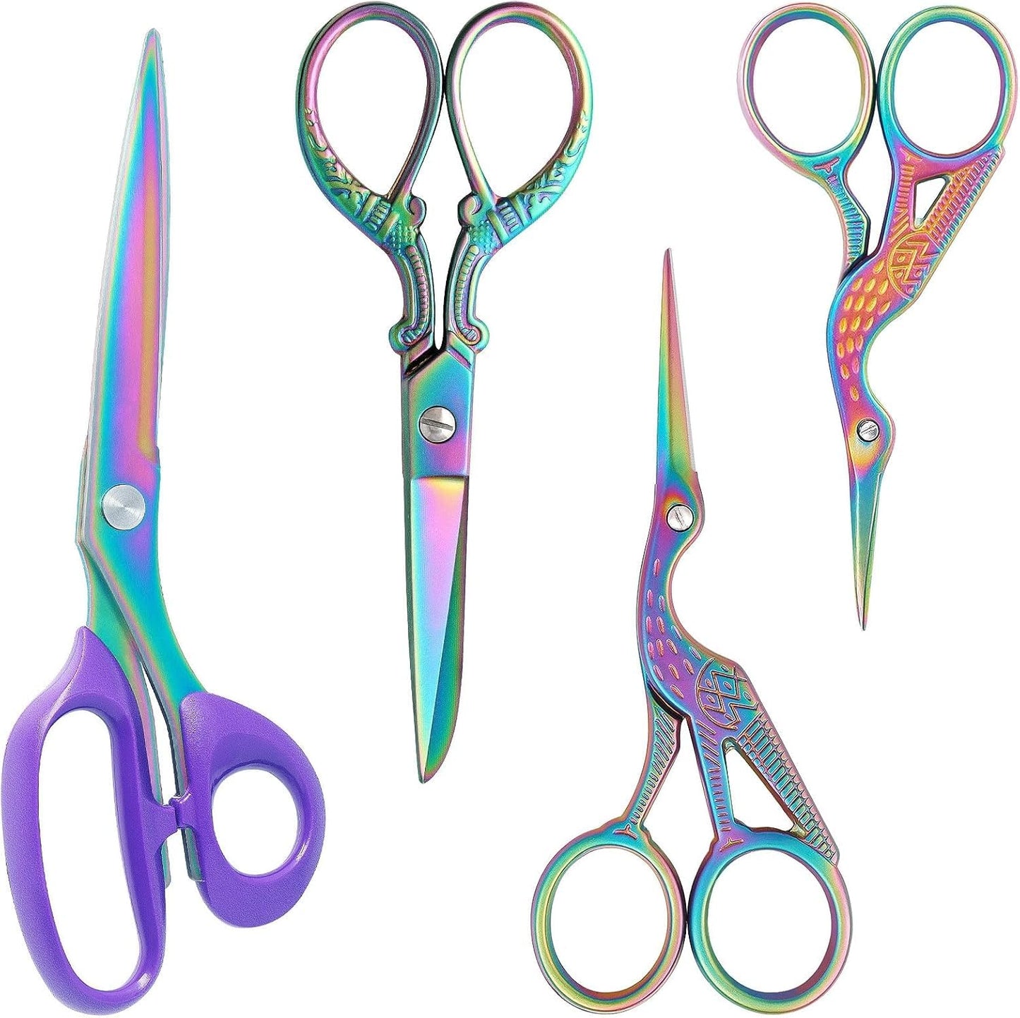 Asdirne Titanium Coating Sewing Scissors Bundle, Professional Fabric Scissors Set, Ultra-Sharp Stainless Steel Blades, Ergonomic Handle, Great for