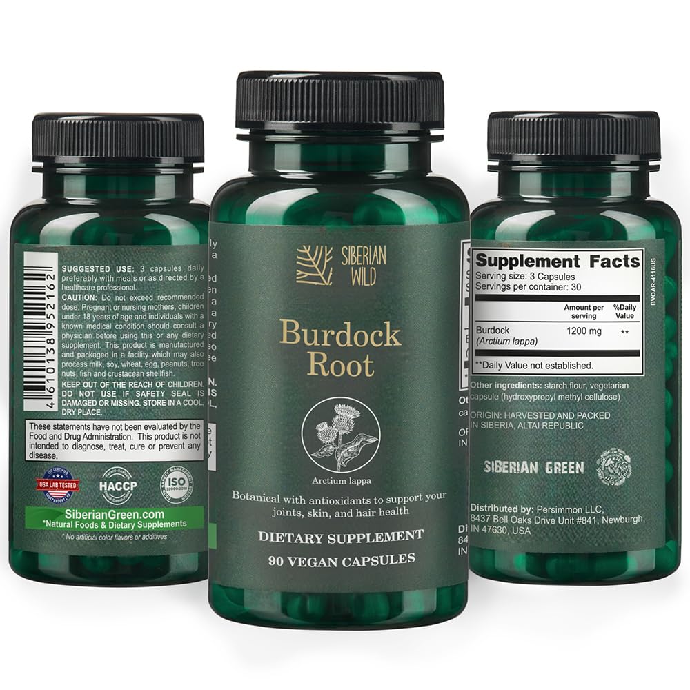 Siberian Wild Burdock Root 4600mg Natural Vegetarian 90-Count