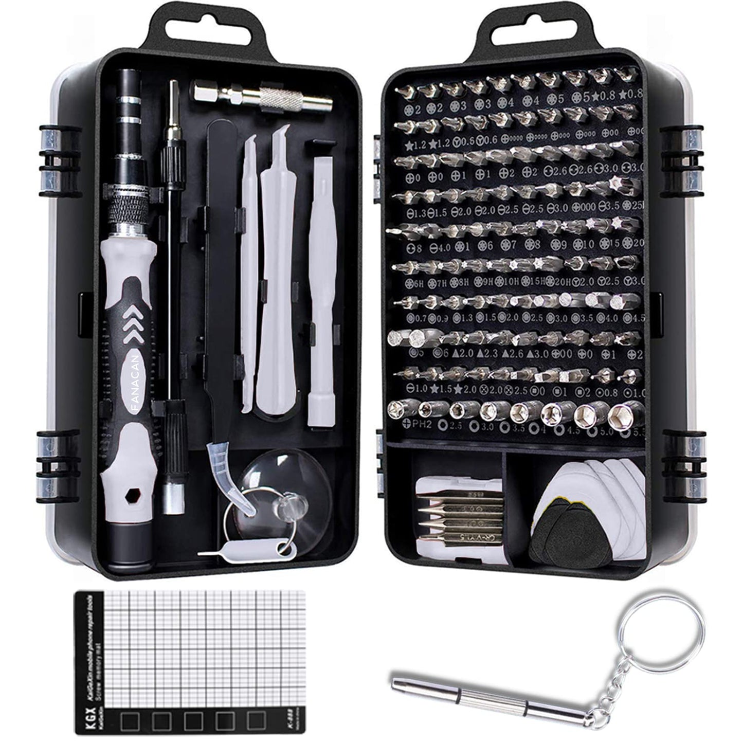 FANACAN 130in1 Precision Screwdriver Set, Magnetic Small Screwdriver Set, Electronic Repair Tool Kit, Compatible with iPhone, MacBook, Laptop, PC,