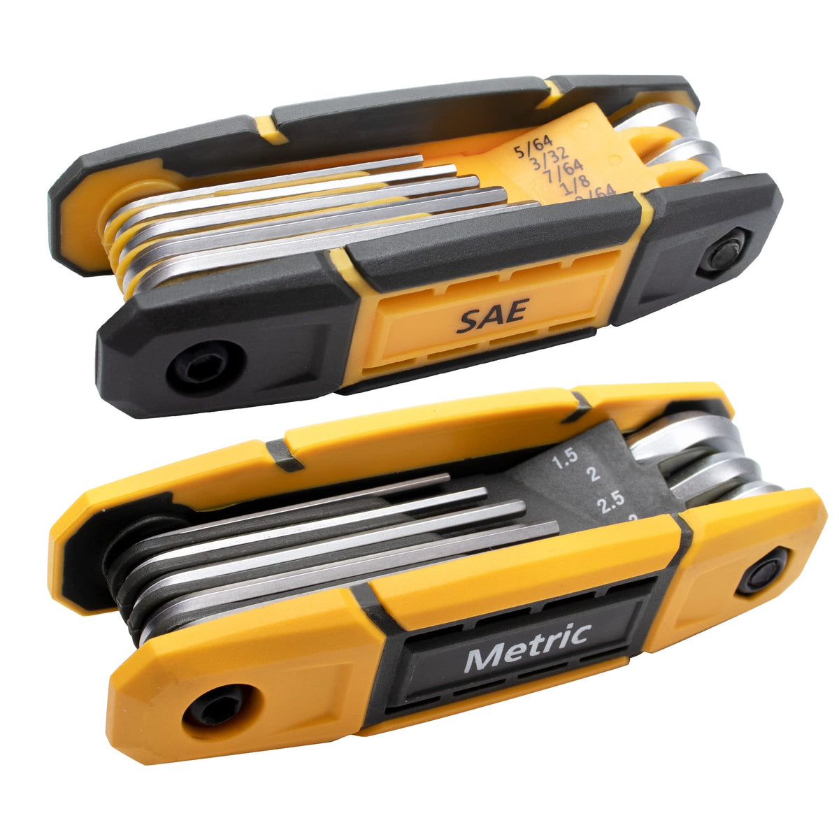 MULWARK 17pcs Folding Allen Wrench Set with Grip | Metric & Standard SAE - Key Tool 2 Pack Portable Hex for Basic Home Repair and General Applications