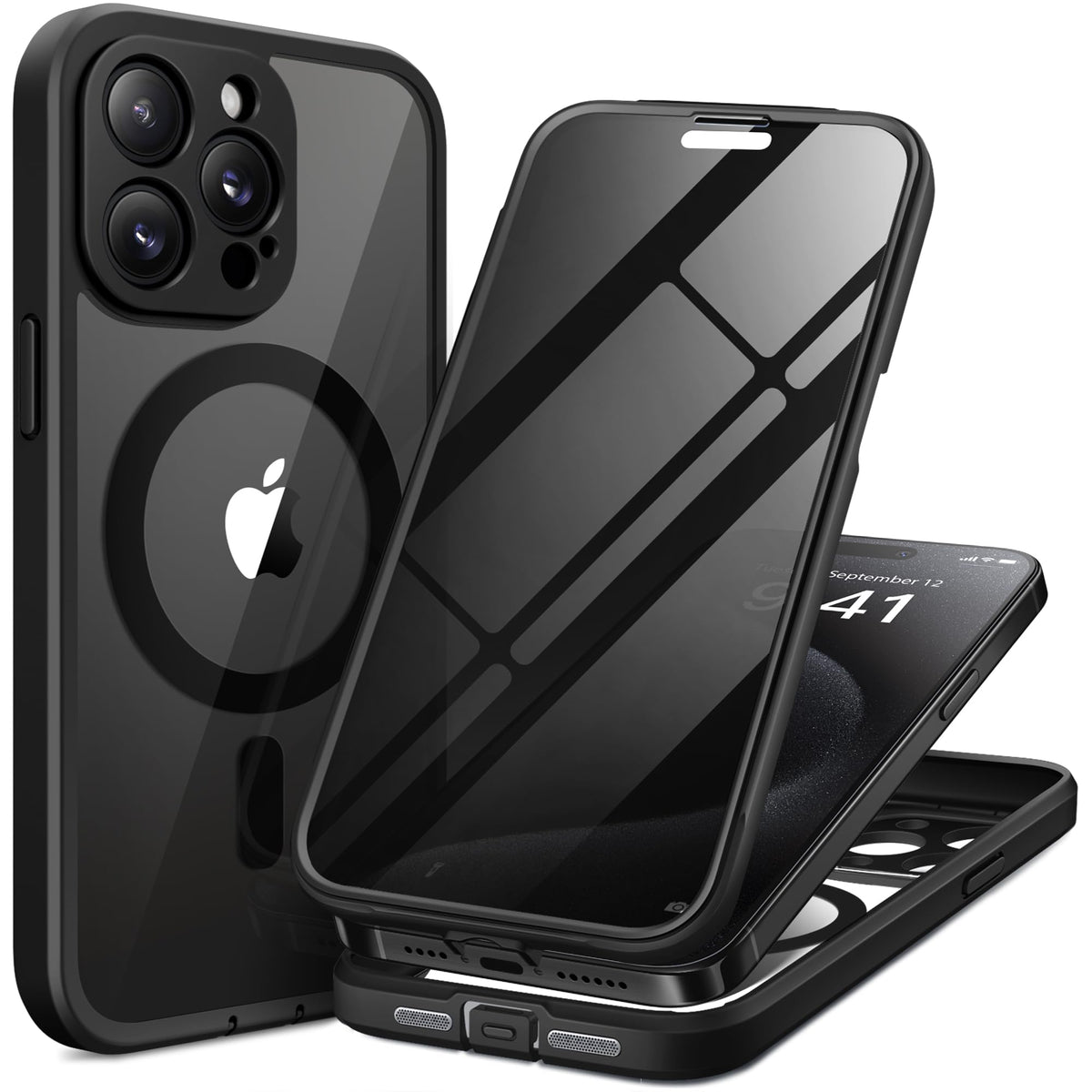 TIESZEN Magnetic for iPhone 15 Pro Max Case, Compatible with MagSafe, Built-in Privacy Screen Protector and Camera Protection, Anti Spy Full Body