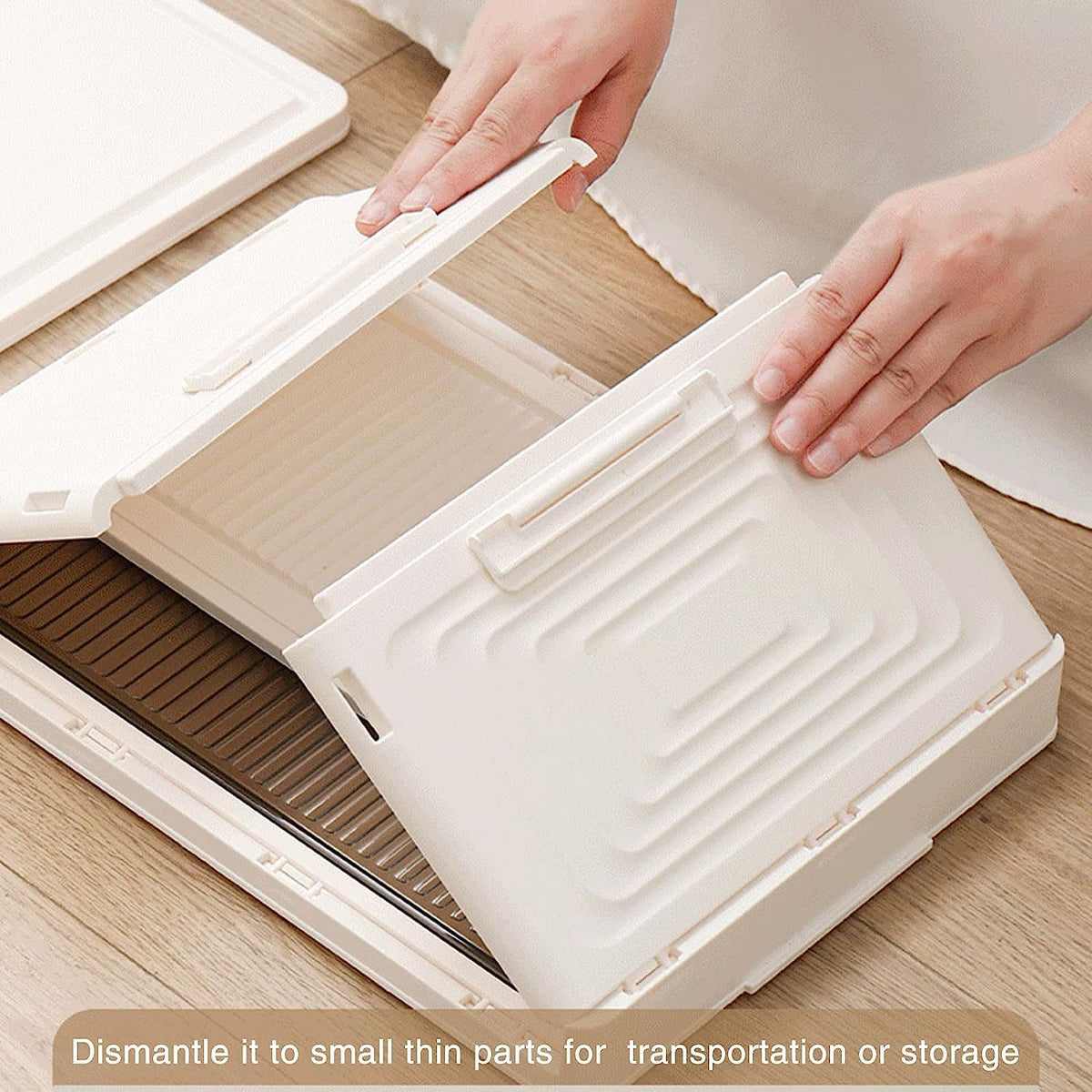 Cozyswan Dustproof Storage Box Shelf Plastic Bedside Table on Wheels, White Cupboard Clothes/Shoes Storage Books/Toys/Snack Organizer Cart for Living