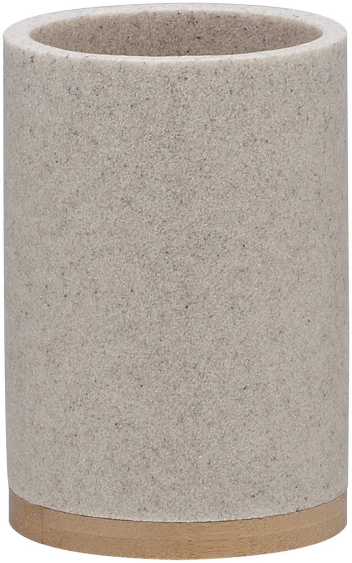 Sealskin Grace Toothbrush Holder, Polyresin, Sand, 7.3 x 10.6 x 7.3 cm