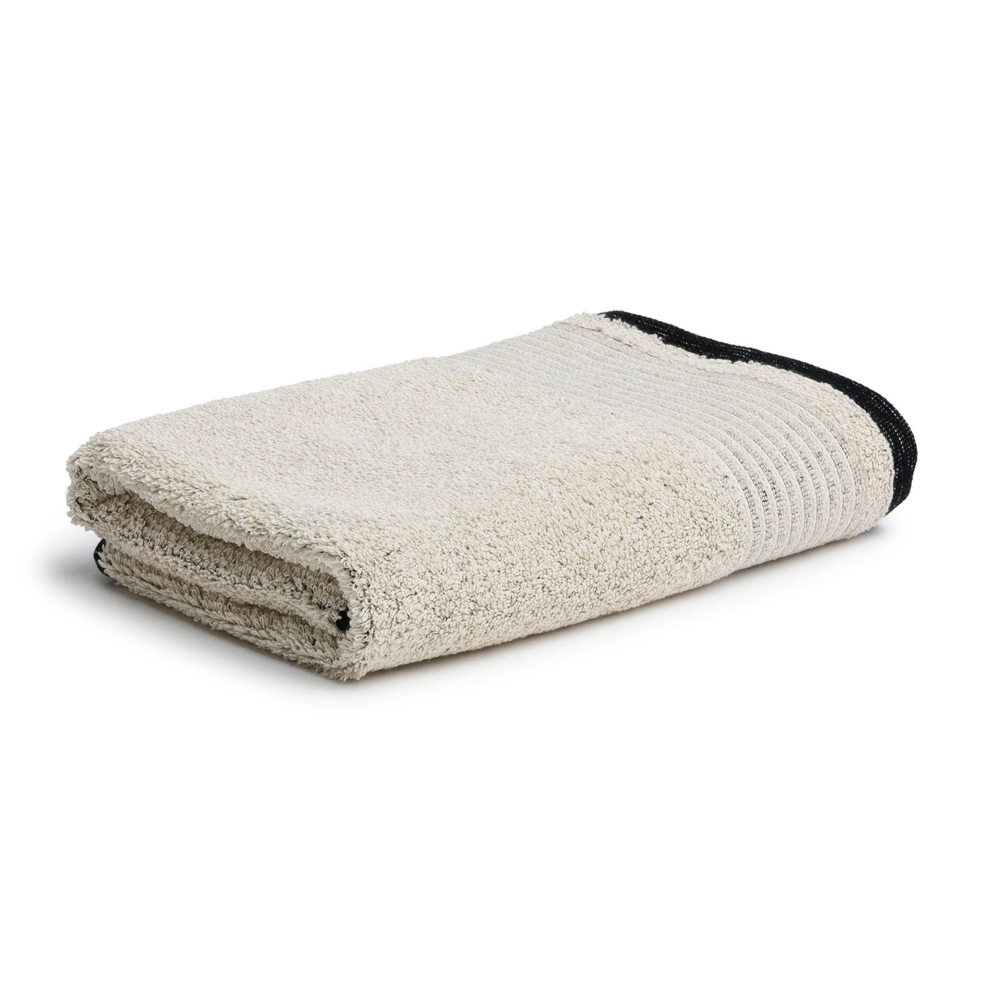 m?ve Eden towel piped border 50 x 100 cm made of 80% cotton / 20% linen, nature / black