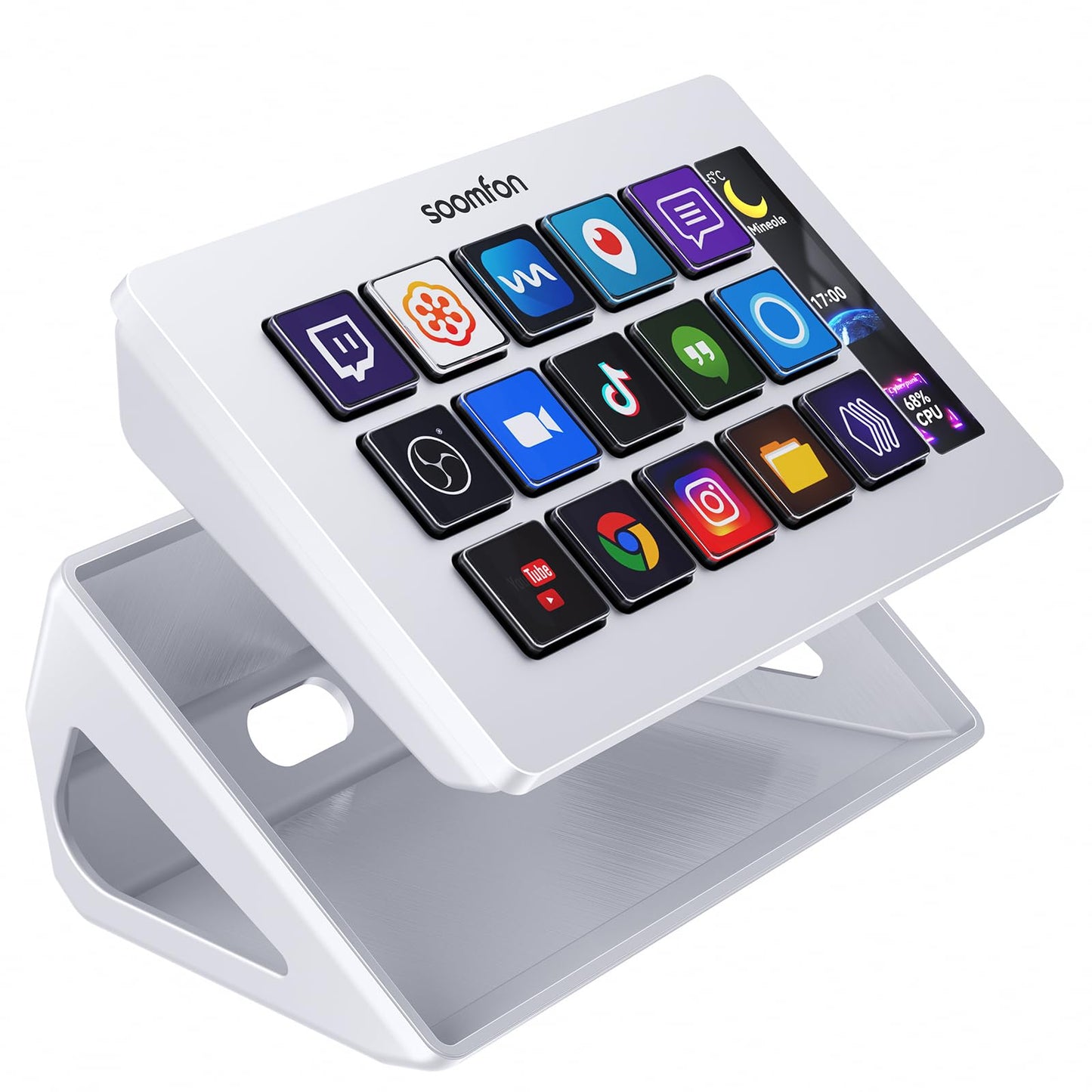 SOOMFON Stream Control Deck Studio Stream Controller with 15 Macro Keys & Dashboard, Customized LCD Buttons to Trigger Actions in OBS, YouTube,