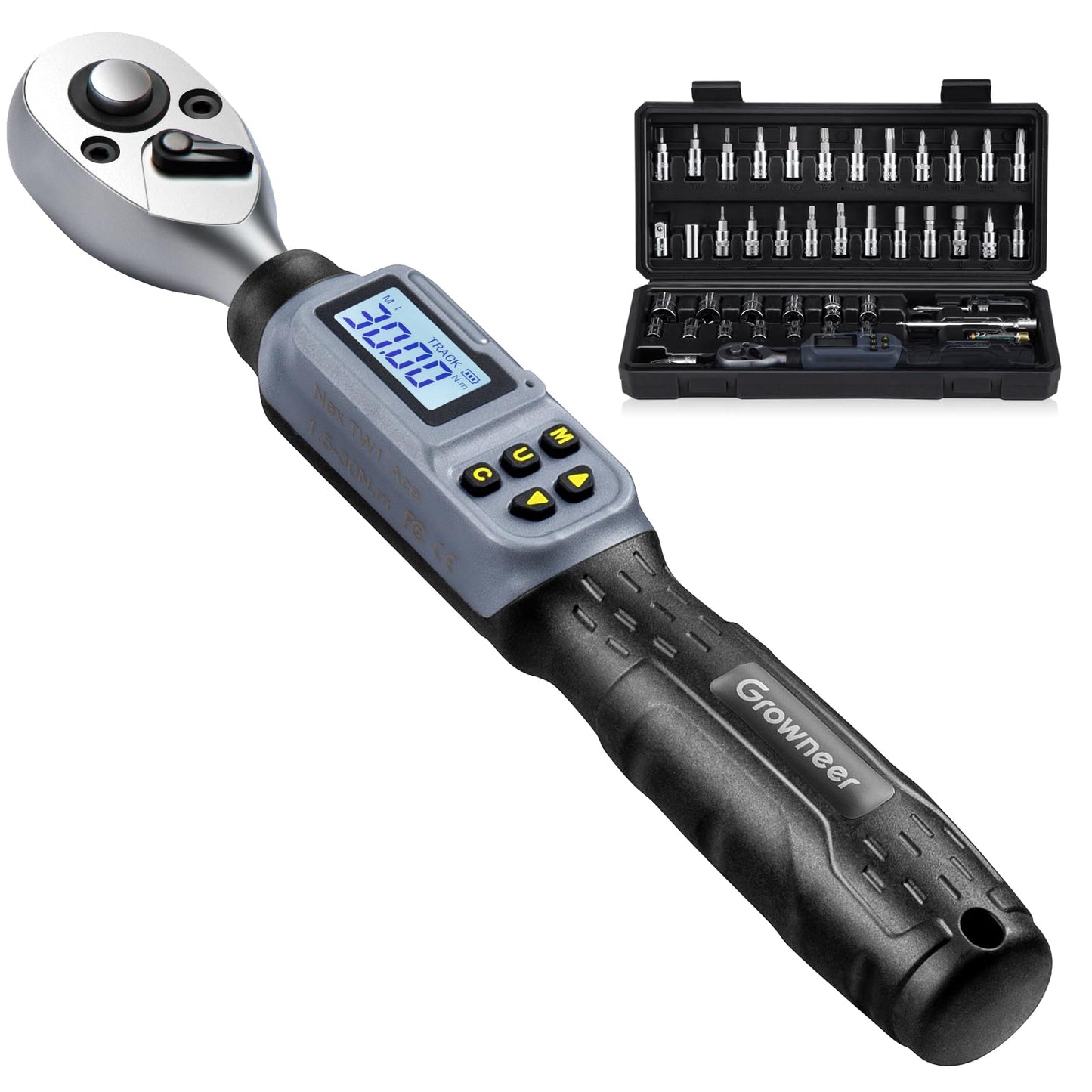 GROWNEER Digital Torque Wrench, 1.1-22.1 Ft-lbs/1.5-30 Nm, Motorcycles Bicycles,1/4" Drive Electronic Inch Pound Torque Wrench with Buzzer & LED