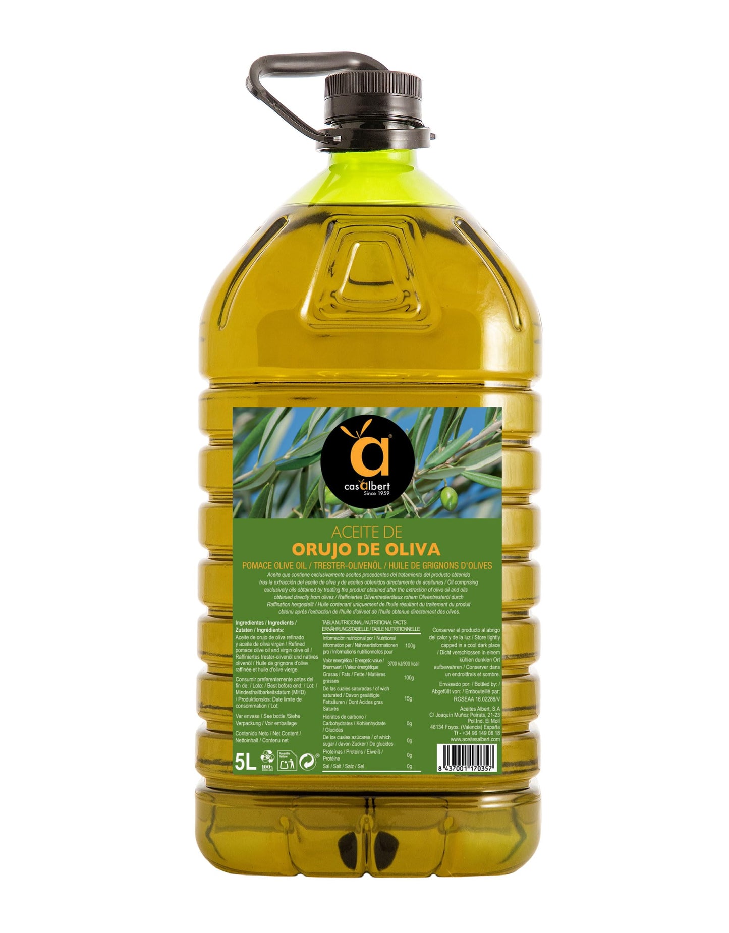 Casalbert 5L Olive Pomace Oil ? Spanish Cooking Oil for Frying, Roasting & Baking