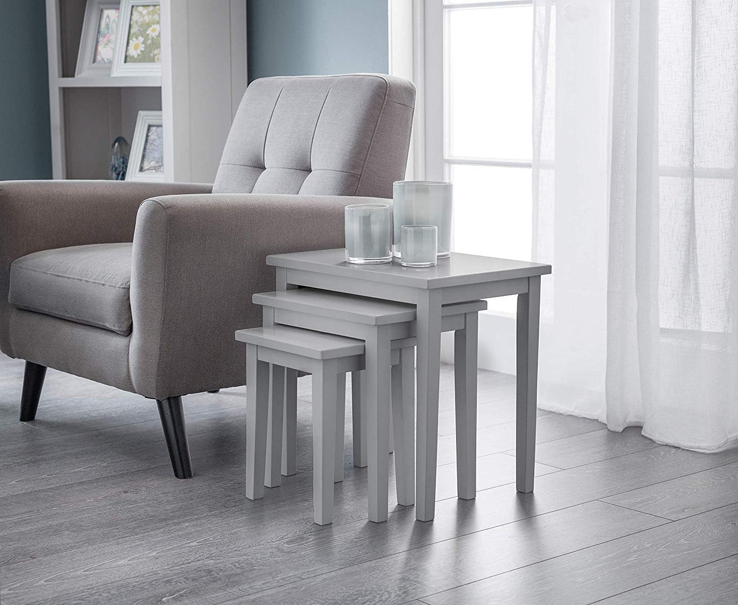 Julian Bowen Cleo Nest of Tables, Set of 3, Grey - H46 x W48 x D33cm
