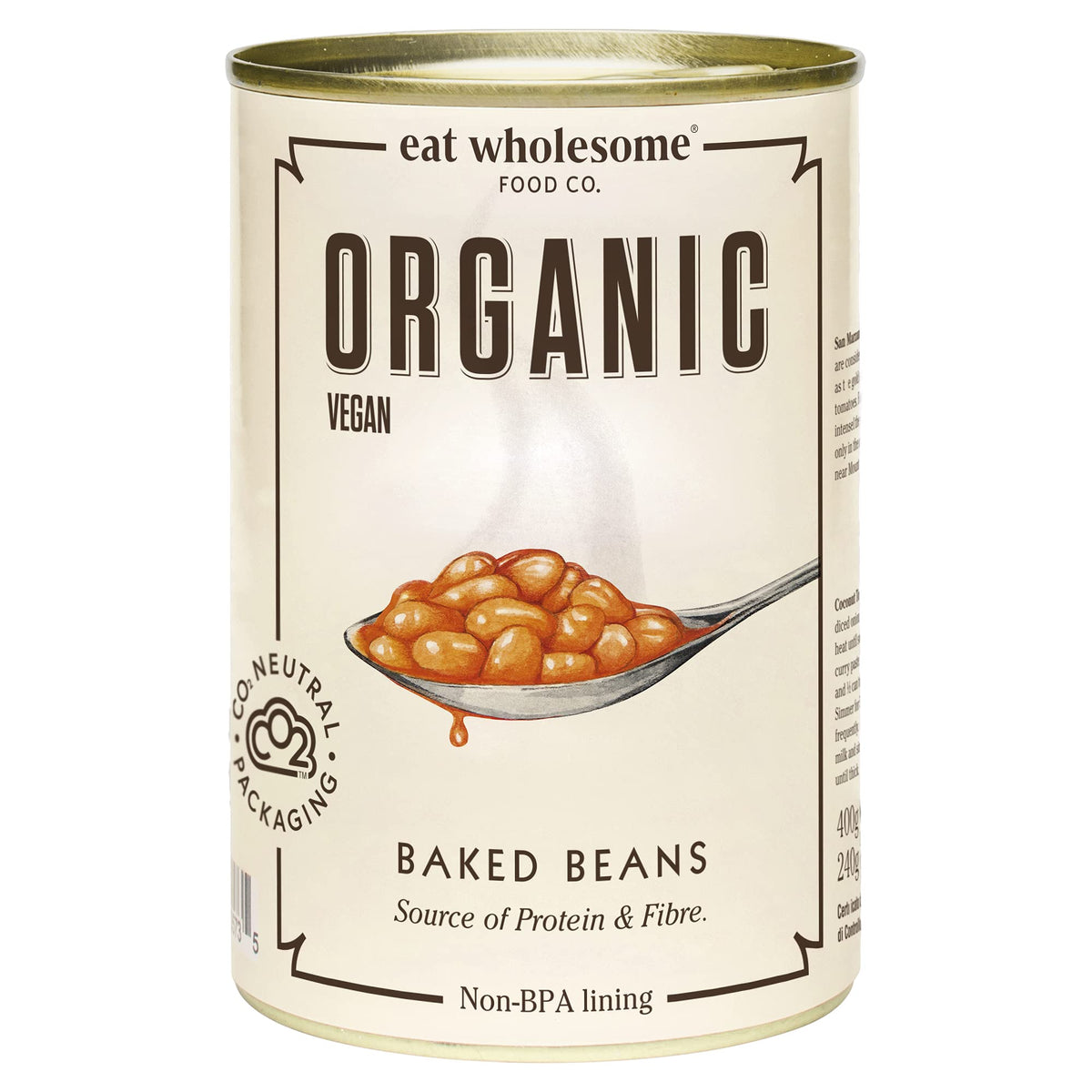 Eat Wholesome Organic Baked Beans, 400g (Pack of 12) - In Tomato Sauce, Low Fat, Source of Protein, Vegan, Non-BPA Lining and CO2 Neutral Packaging