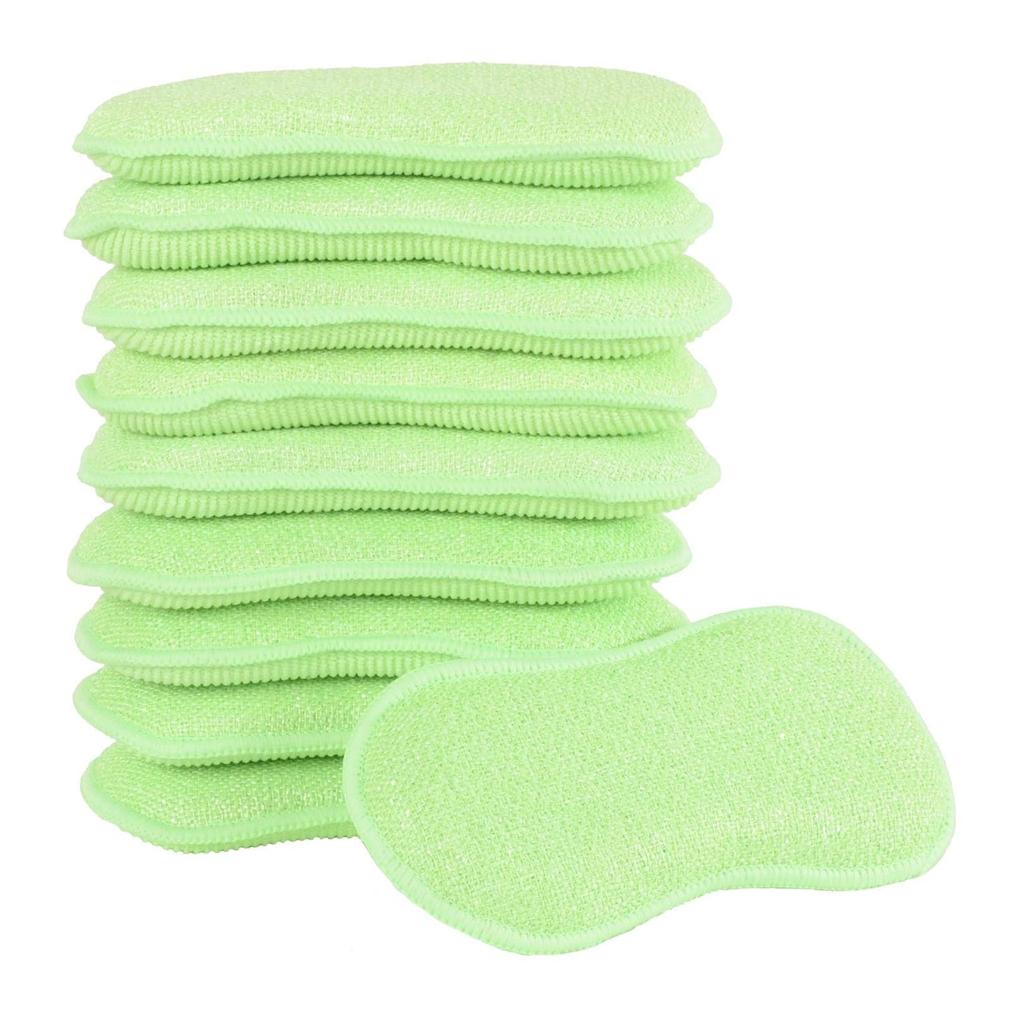 10 Pack of Micro-Pro Duo Action Antibacterial Cleaning Pads Microfibre Cloth Sponge Scourers Dusters For Home Kitchen Bathroom Shower Scrubbing