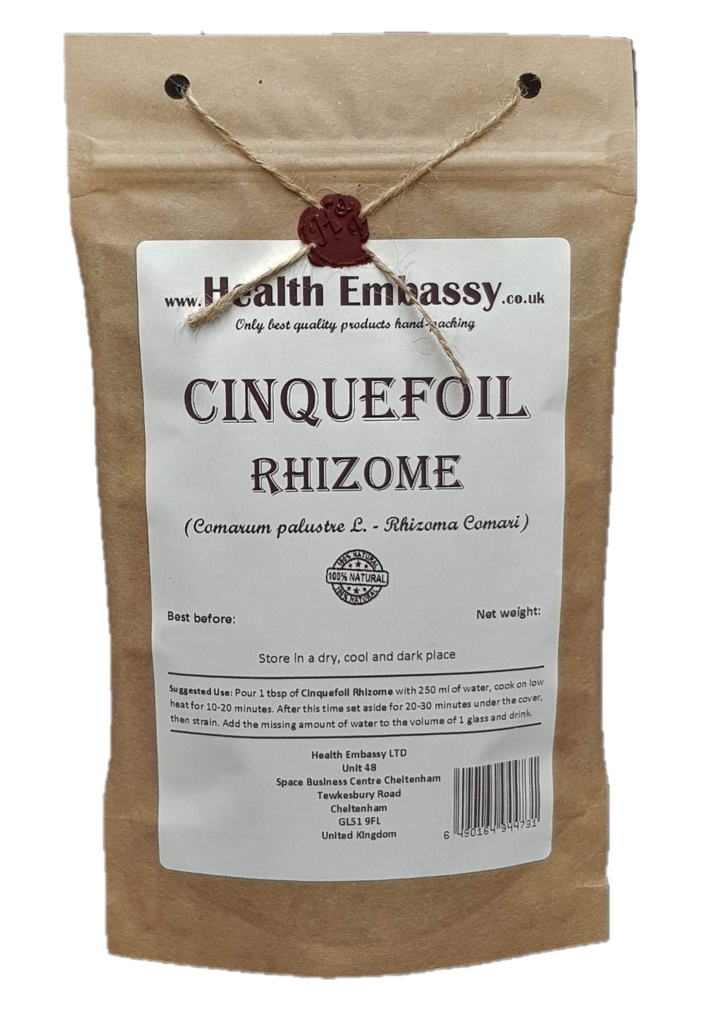 Health Embassy Cinquefoil Rhizome | Comarum palustre L | Loose Herbal Tea | 100g