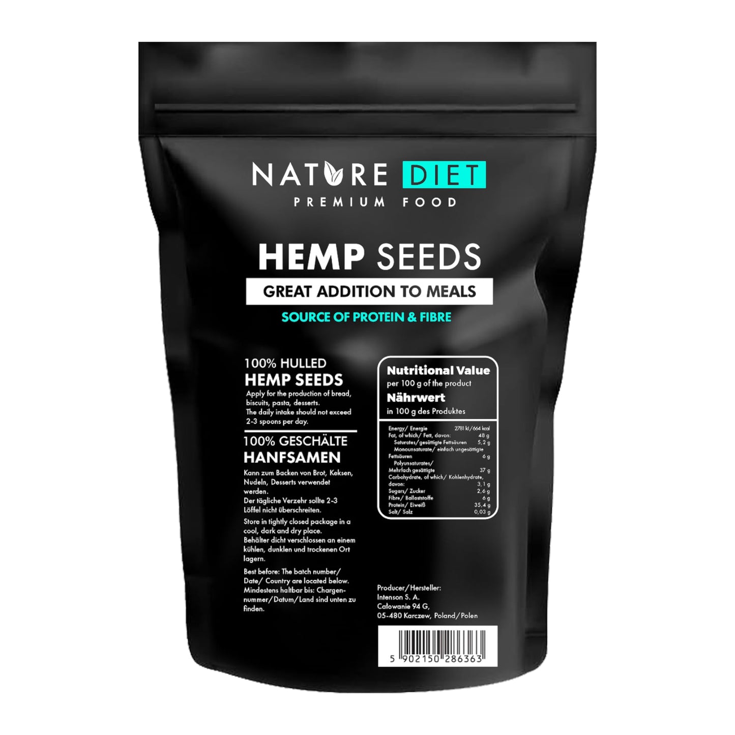 Hemp Seeds 1000g | Hulled | Gluten-Free & Vegan | High in Protein & Fiber | Rich in Omega 3 & 6 | Superfood for Everyday Nutrition | by Nature Diet