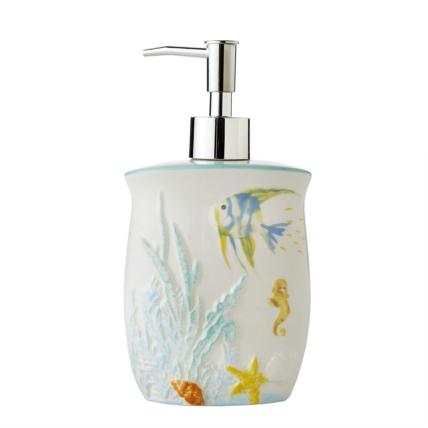 SKL Home by Saturday Knight Ltd. Ocean Watercolor Soap Dispenser, multicolored, 6.5" x 2.25" x 4"