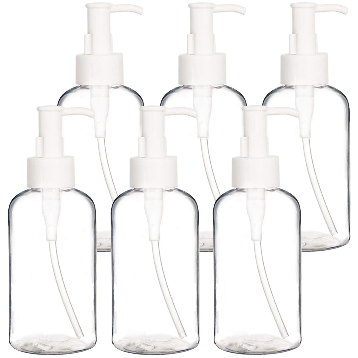 Youngever 6 Pack Re-usable 250ml Plastic Pump Bottles, Refillable Plastic Pump Bottles with Travel Lock (Clear)
