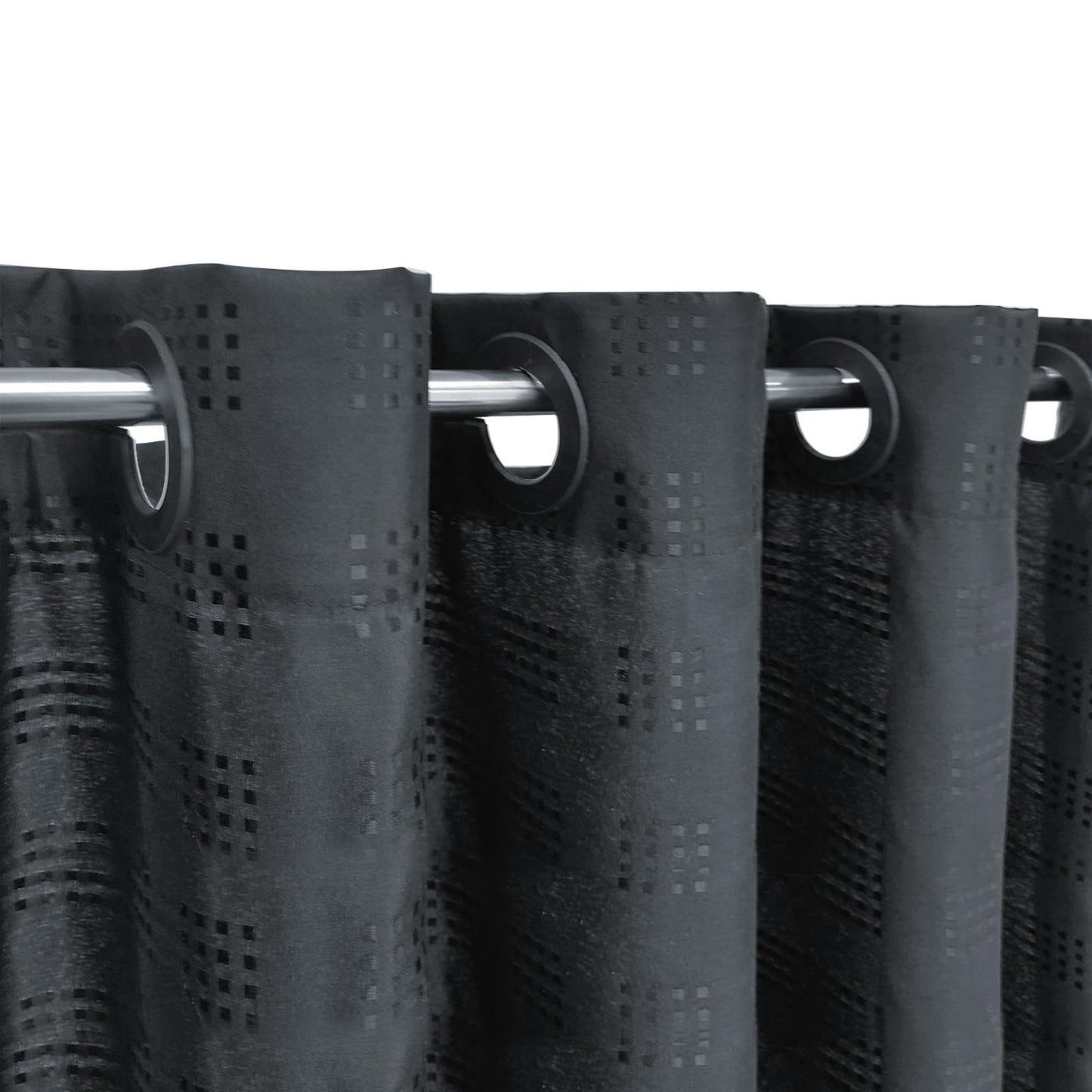 YISURE Black No Hook Extra Long Textured Shower Curtain 180x200cm