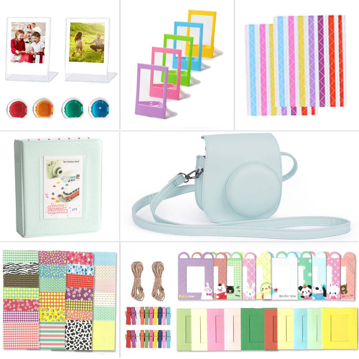 Riosin Instant Mini 12 Accessories Compatible with Fujifilm Instax Mini 12 Camera,Include mini 12 Case,Album,Filters,Wall Hang Frames,Film