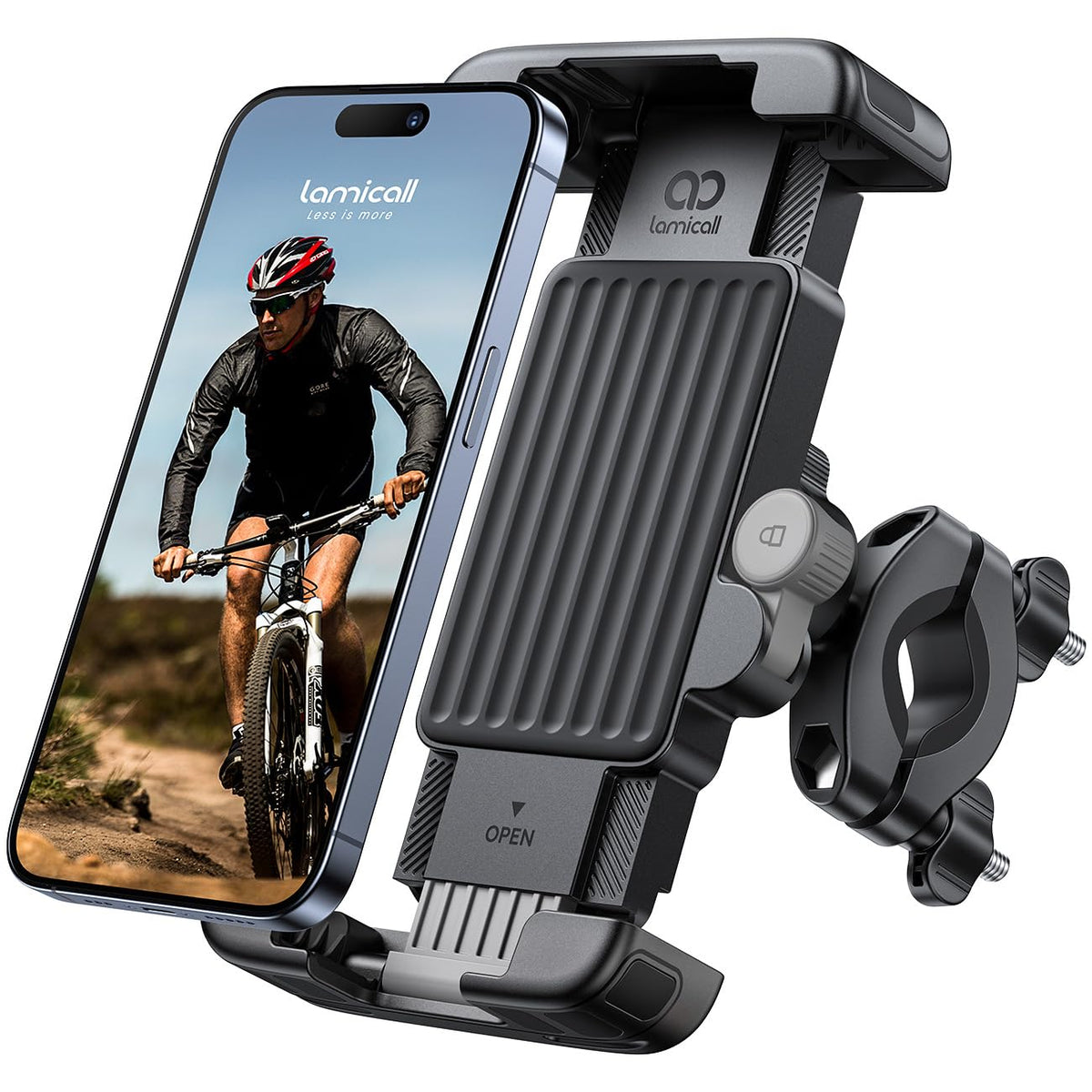 Lamicall Bike Phone Holder Bicycle - ?Foldable Clamp? Motorbike Phone Holder, Universal Motorcycle Handlebar Clamp Mount for iPhone 17 16 15 14 13 Pro
