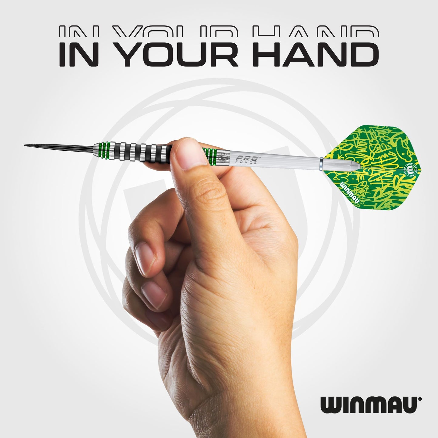 WINMAU Advance 500 Series Tungsten Green 26 Gram Steeltip Darts Set with Flights and Shafts (Stems)