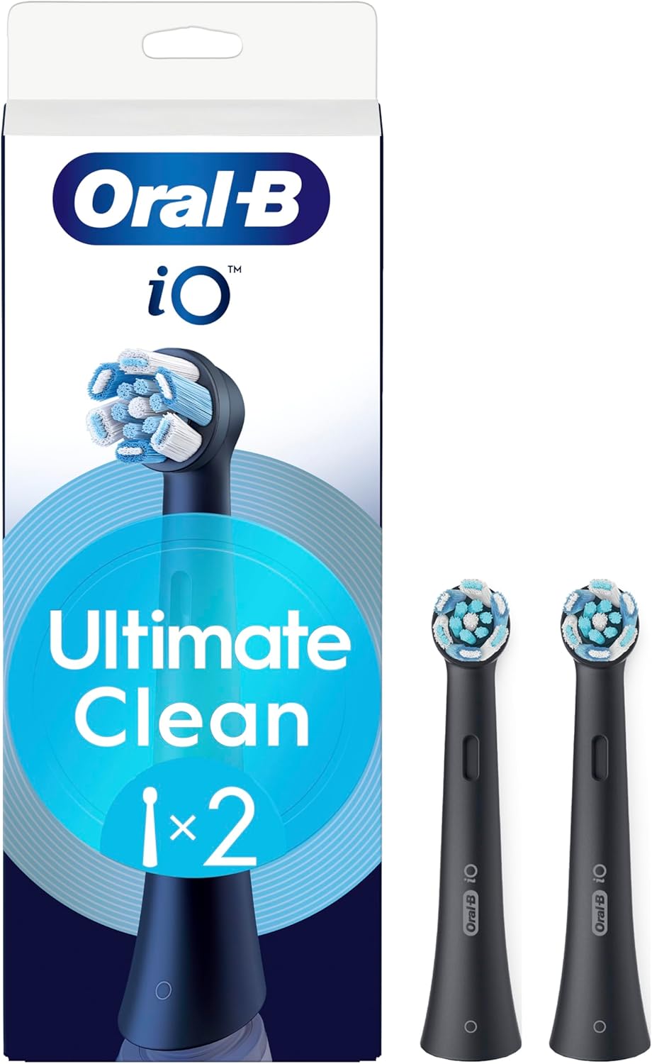 Oral-B iO Series Ultimate Clean Replacement Brush Heads, 2 Count, Black, New but open/ scruffy damaged box