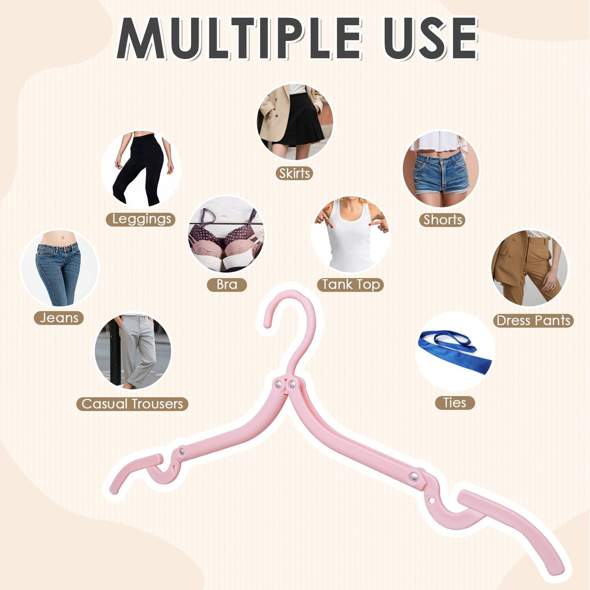 20PCS Folding Clothes Hangers Travel Portable Plastic Coats Hangers 4Colors