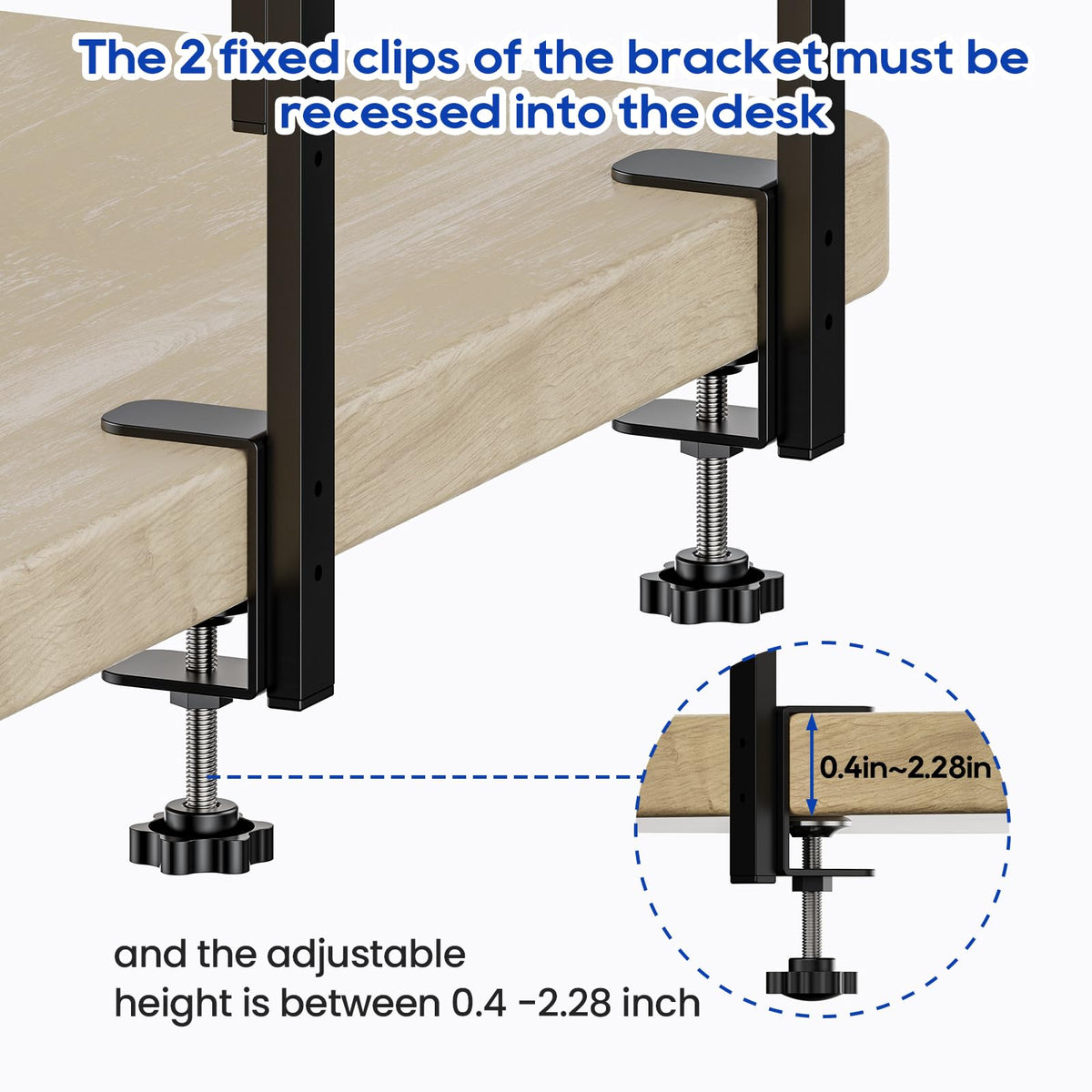 THYGIFTREE Clamp On Desk Shelf 2-Tier, Desk Extender Accessories for Office Gaming Accessories, Tabletop Book Storage Rack