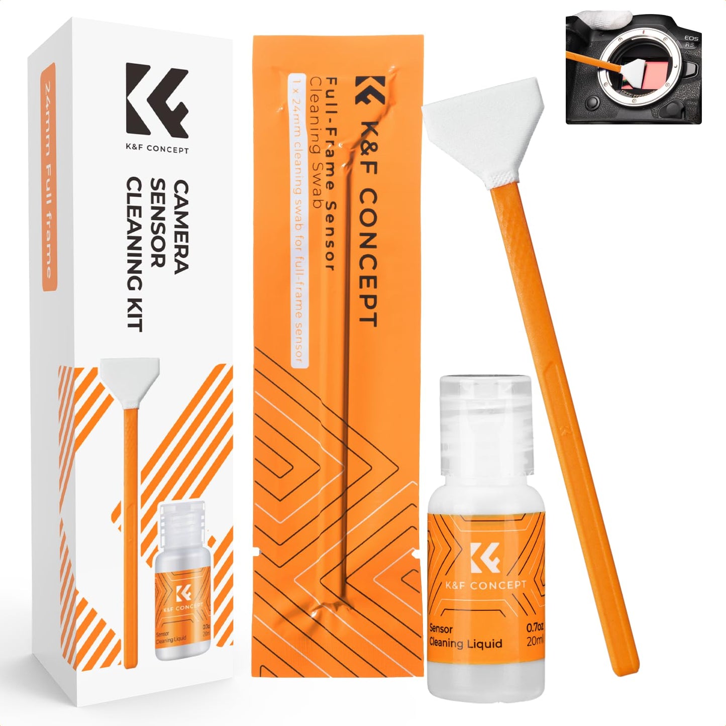 K&F CONCEPT 24mm Full Frame Sensor Cleaning Swab*6 + 20ml Sensor Cleaner DSLR SLR Digital Camera Sensor Cleaning Swab for Reflex and Mirrorless