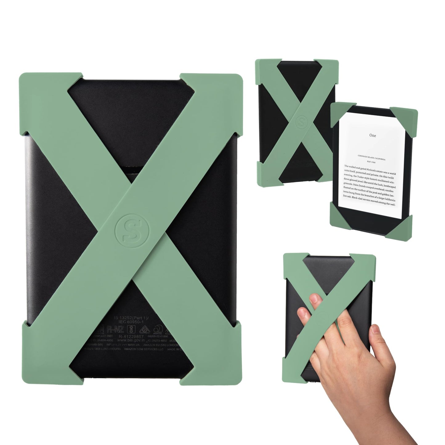 Strapsicle Hand Strap for Kindles & Kobos ? Fits Kindle/Paperwhite (6?) Gen 7?10, 6? Kobo ? 2 Pack Lightweight Grip ? Medium ? Sage