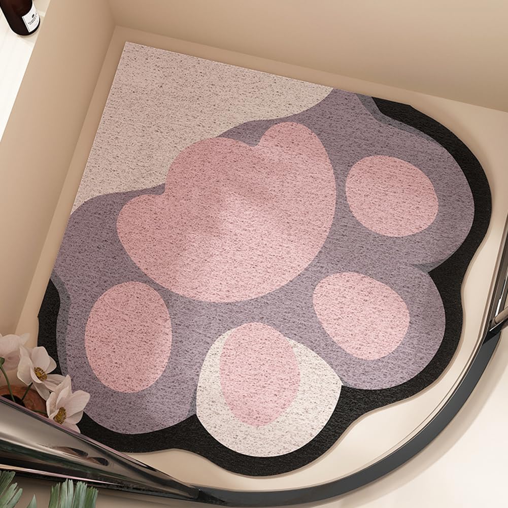 Shower Mats for Inside Shower, Square Loofah Shower Mat Non Slip Anti Mould for Elderly, Quick Dry Soft Bath Mat (Cat Paw, 60 x 60 cm)