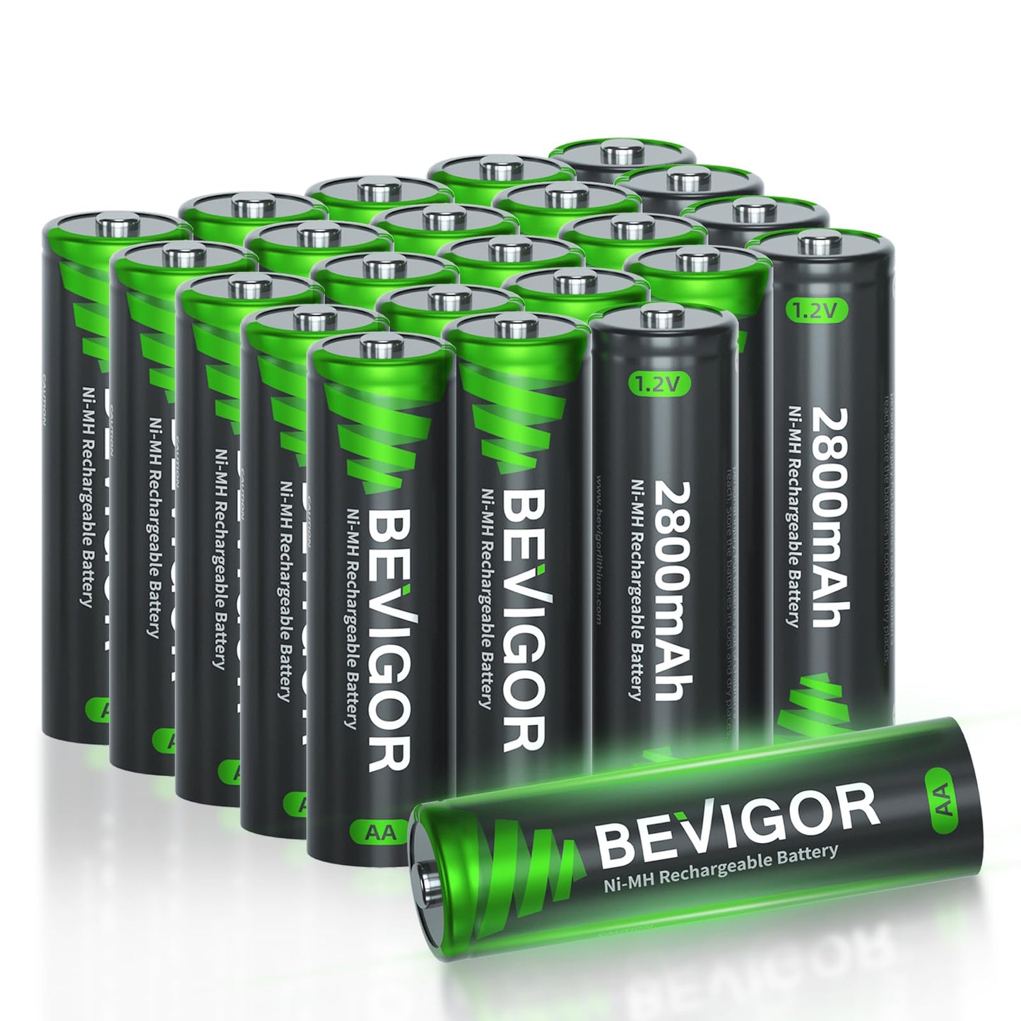 BEVIGOR 2800 mAh Ni-MH AA Rechargeable Batteries 1500 Cycle, High Capacity 1.2V NiMH Low Self Discharge AA Battery (24 Count)