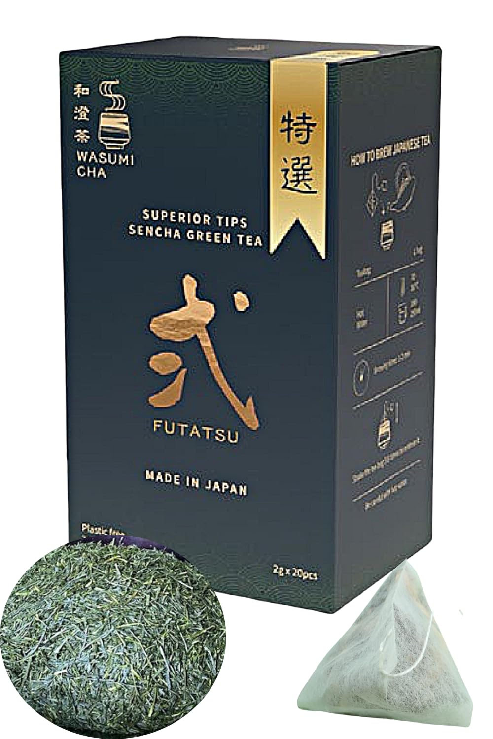 Wasumicha -Futatsu Japanese Sencha Green Tea unsweetened Biodegradable Teabag 20bags
