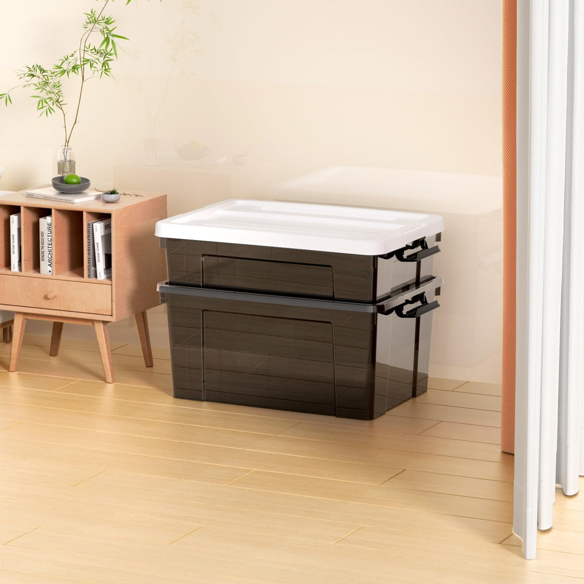 Cetomo 65L* 6Storage Boxes, Plastic Storage Box with Lids, Organizing Container with Secure Latching Buckles, Stackable, Nestable