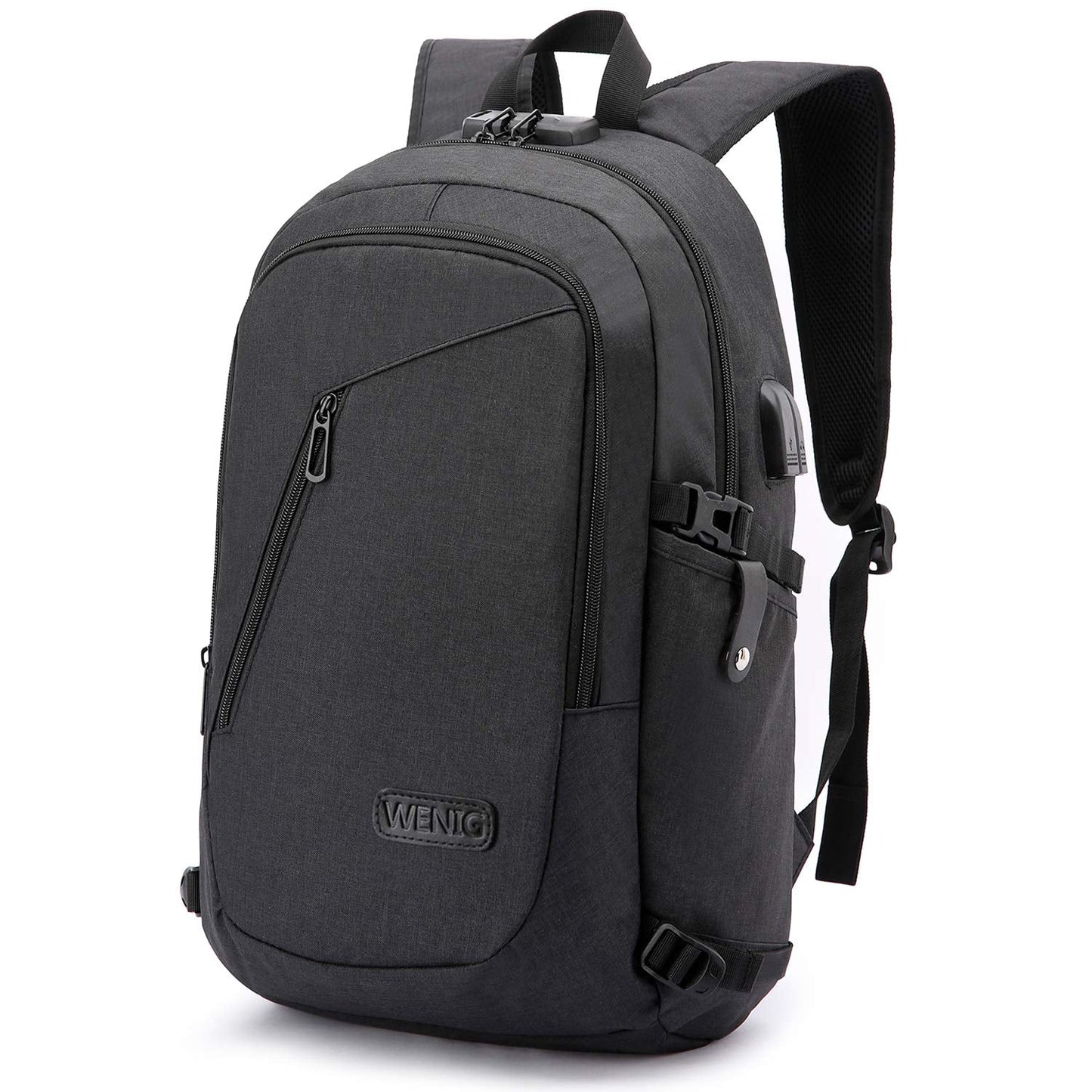 WENIG Anti-Theft Laptop Backpack,Business Travel Backpack Bag with USB Charging Port Lock,Water Resistant College School Computer Rucksack Work