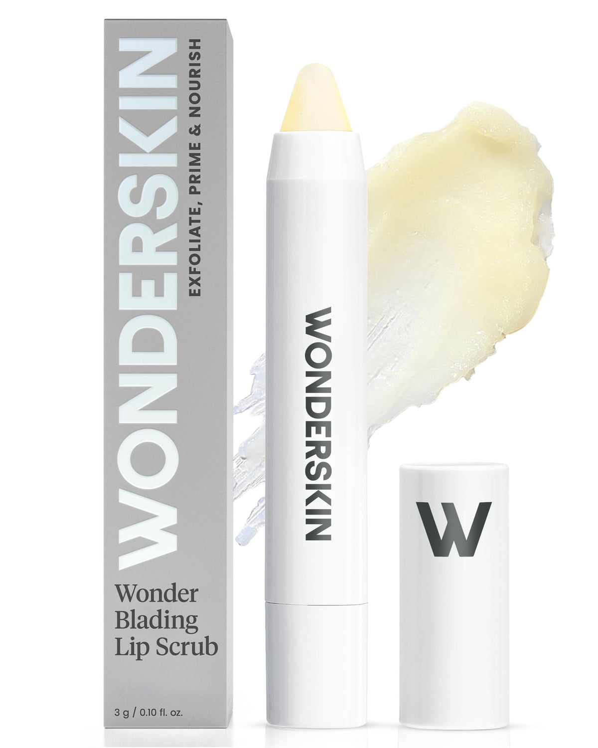 Wonderskin 3-in-1 Lip Scrub Exfoliator & Moisturizer, Lip Exfoliator Scrub, Hydrating Balm for Soft, Nourished, Flake-Free Lips with One-Step Prep,