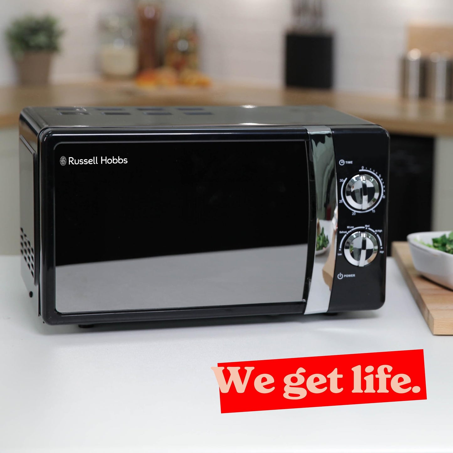 Russell Hobbs RHMM701B 17 Litre 700 W Black Solo Manual Microwave with 5 Power Levels, Ringer & Timer, Defrost Setting, Easy Clean