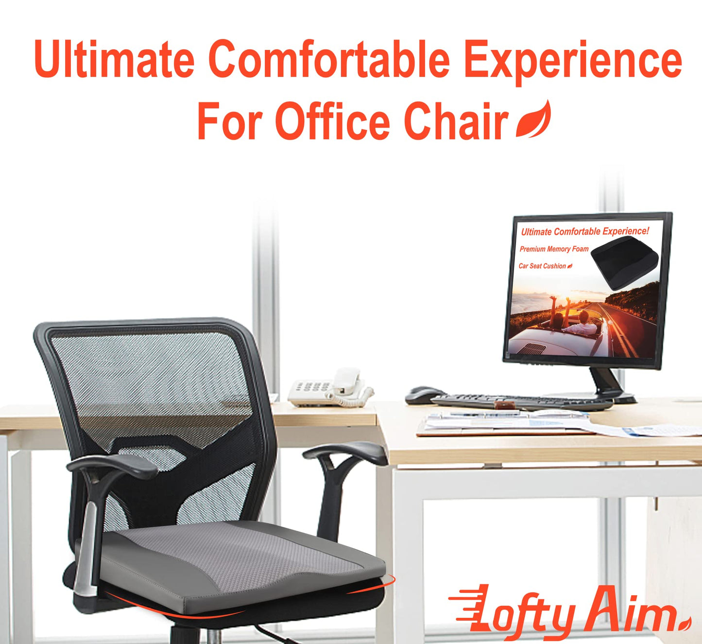 Lofty Aim Car Seat Cushion, Memory Foam Car Seat Cushions for Long Driving