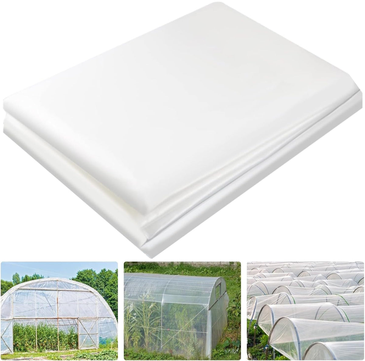 KAHEIGN 2M x 10M Heavy Duty Polythene Sheeting, Extra-Thick Clear Garden Grow Polytunnel Cover Polythene Horticultural Membrane for Gardening