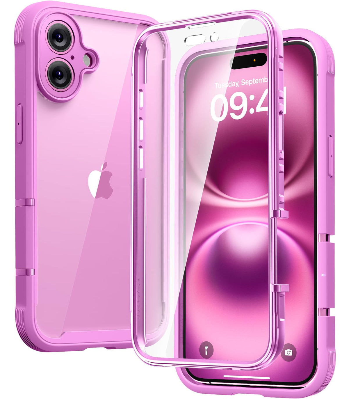Diaclara Designed for iPhone 16 Plus Case, Full Body Rugged Case with Built-in Touch Sensitive Anti-Scratch Screen Protector, Upgraded [Full Camera