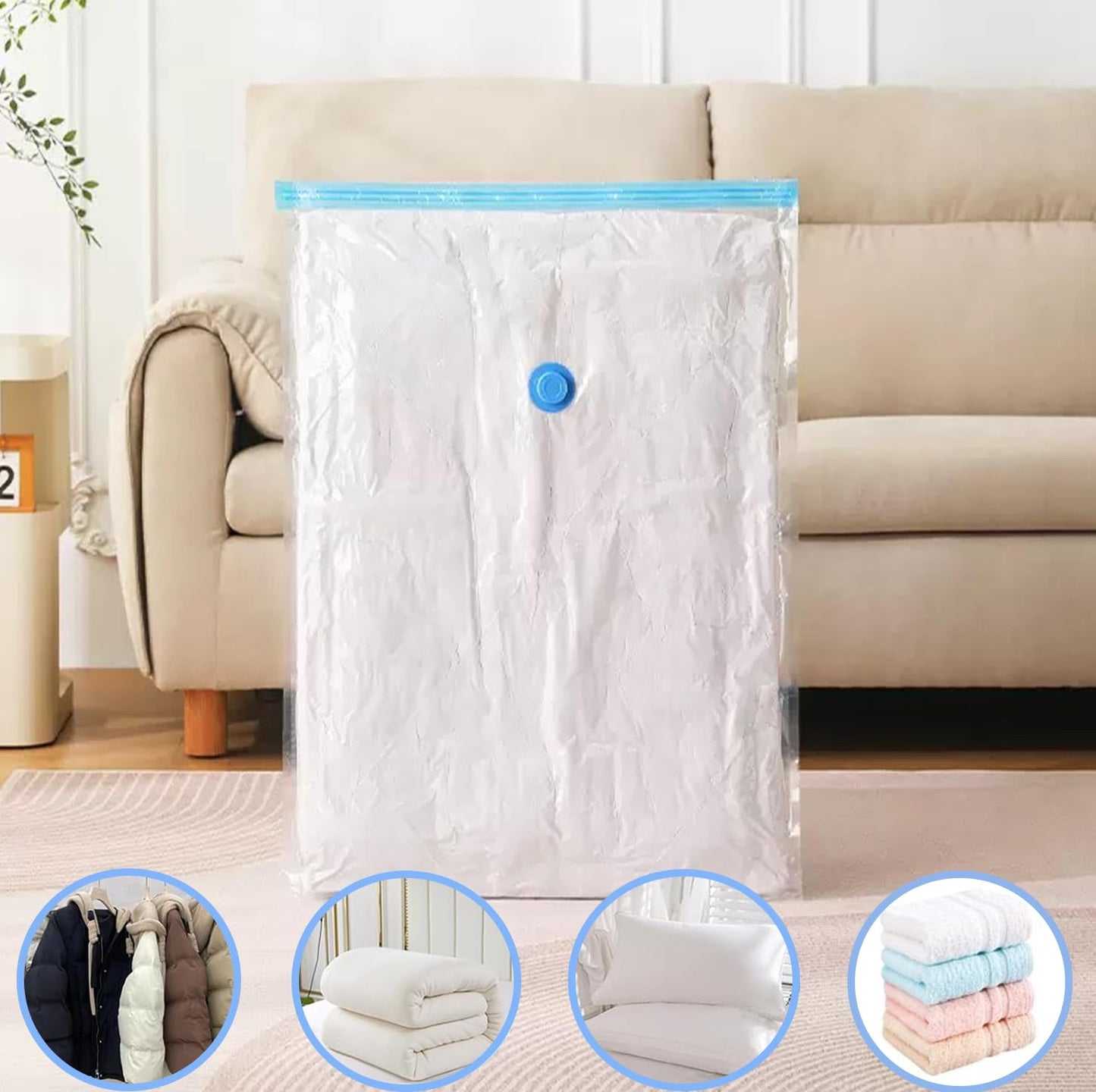 2 Pack 100 X 130cm Vacuum Storage Bags, Extra Large Strong Space Saver Compression Bags